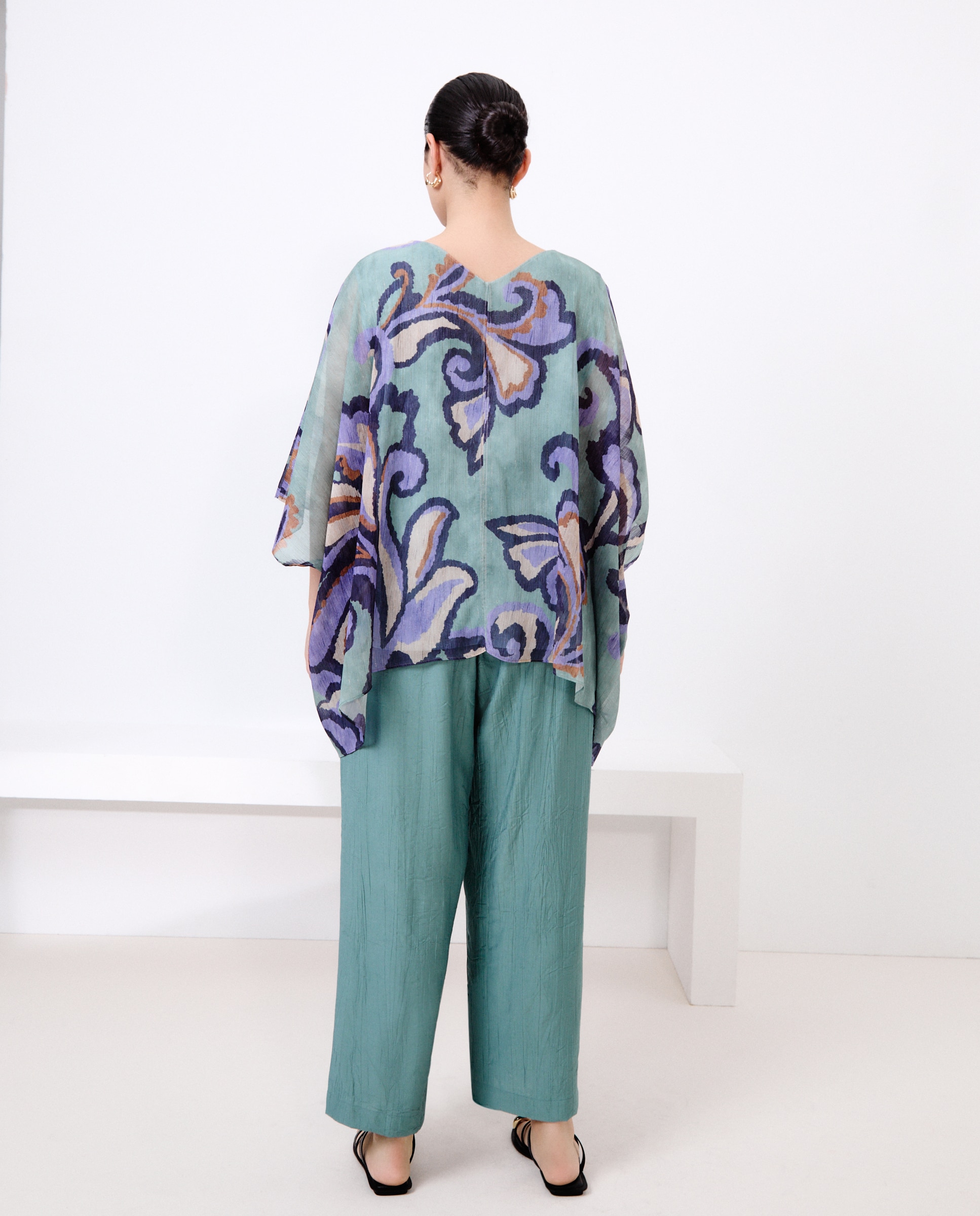 Blusa de mulher de manga curta Verde-3