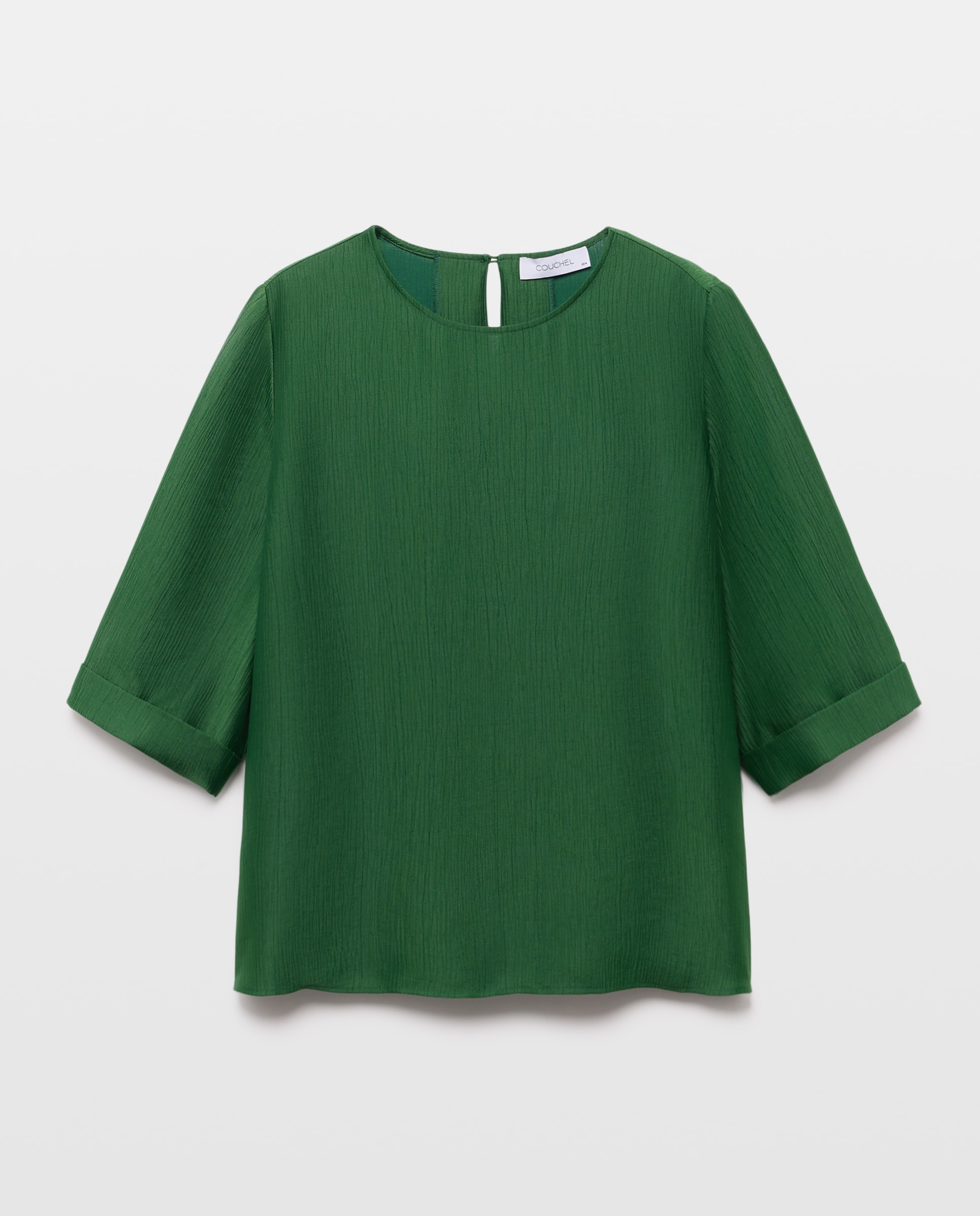 Blusa de mujer de manga corta y jacquard - Couchel - Verde Verde-4