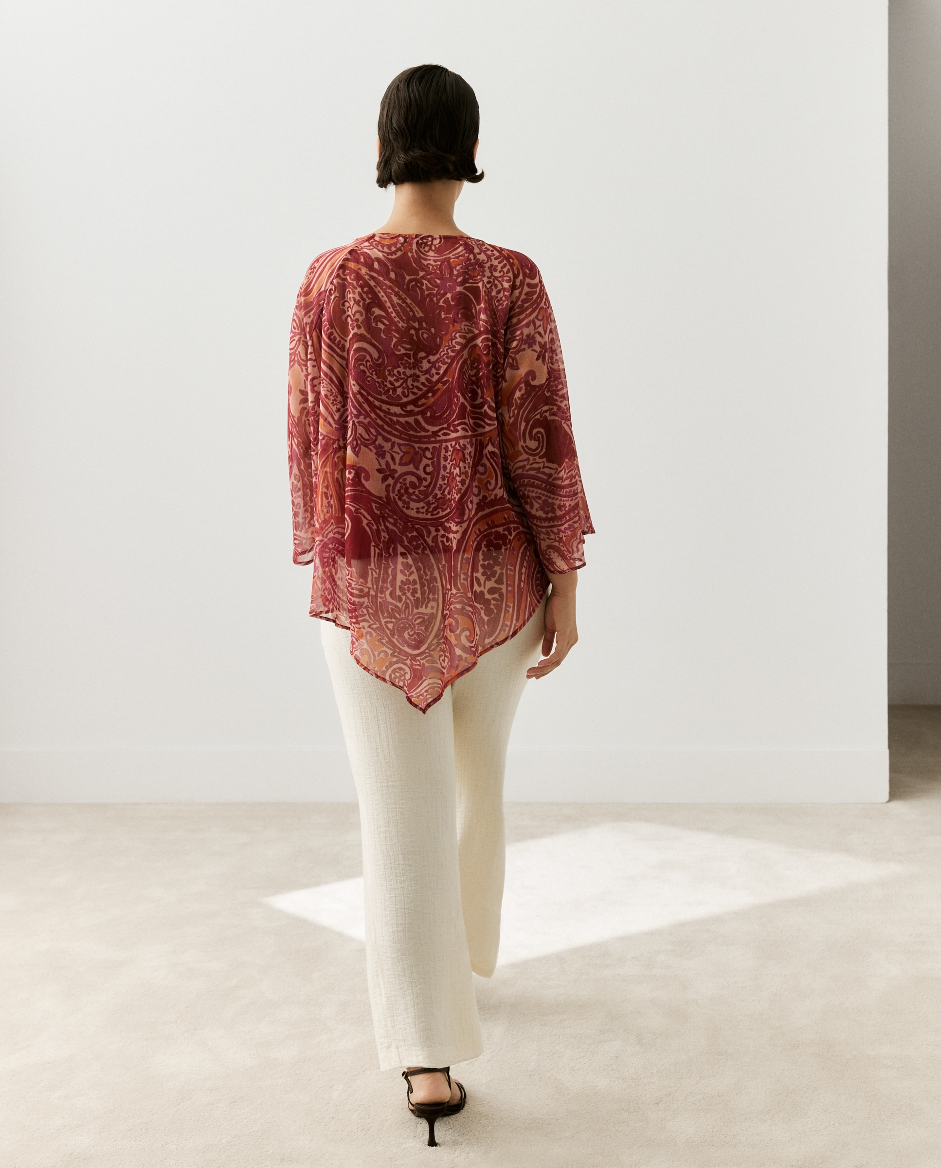 Blusa capa de mujer gasa estampada - Couchel - Rosa Rosa-3