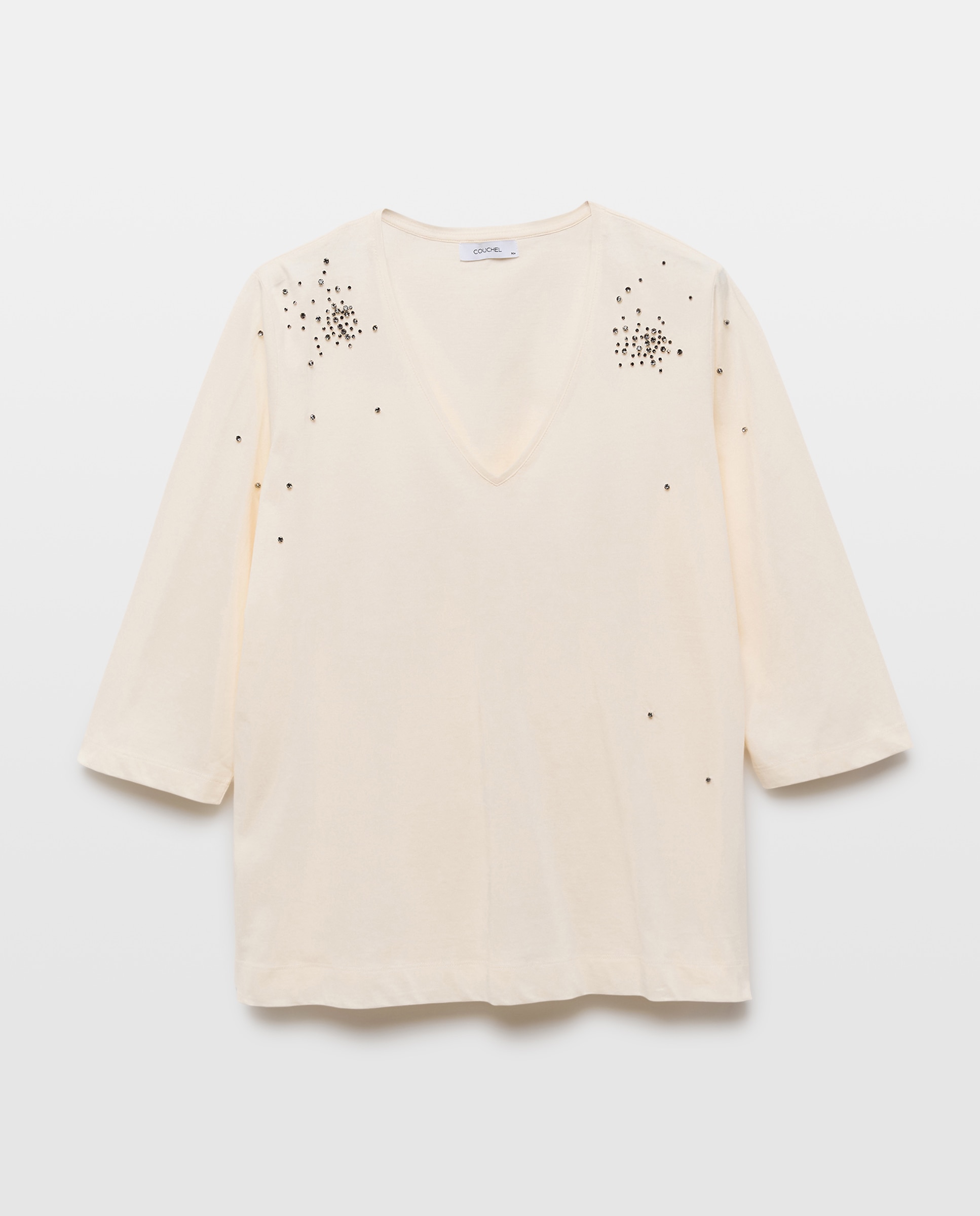 Camisola com Manga Comprida e Decote em Bico 120 Cru-4
