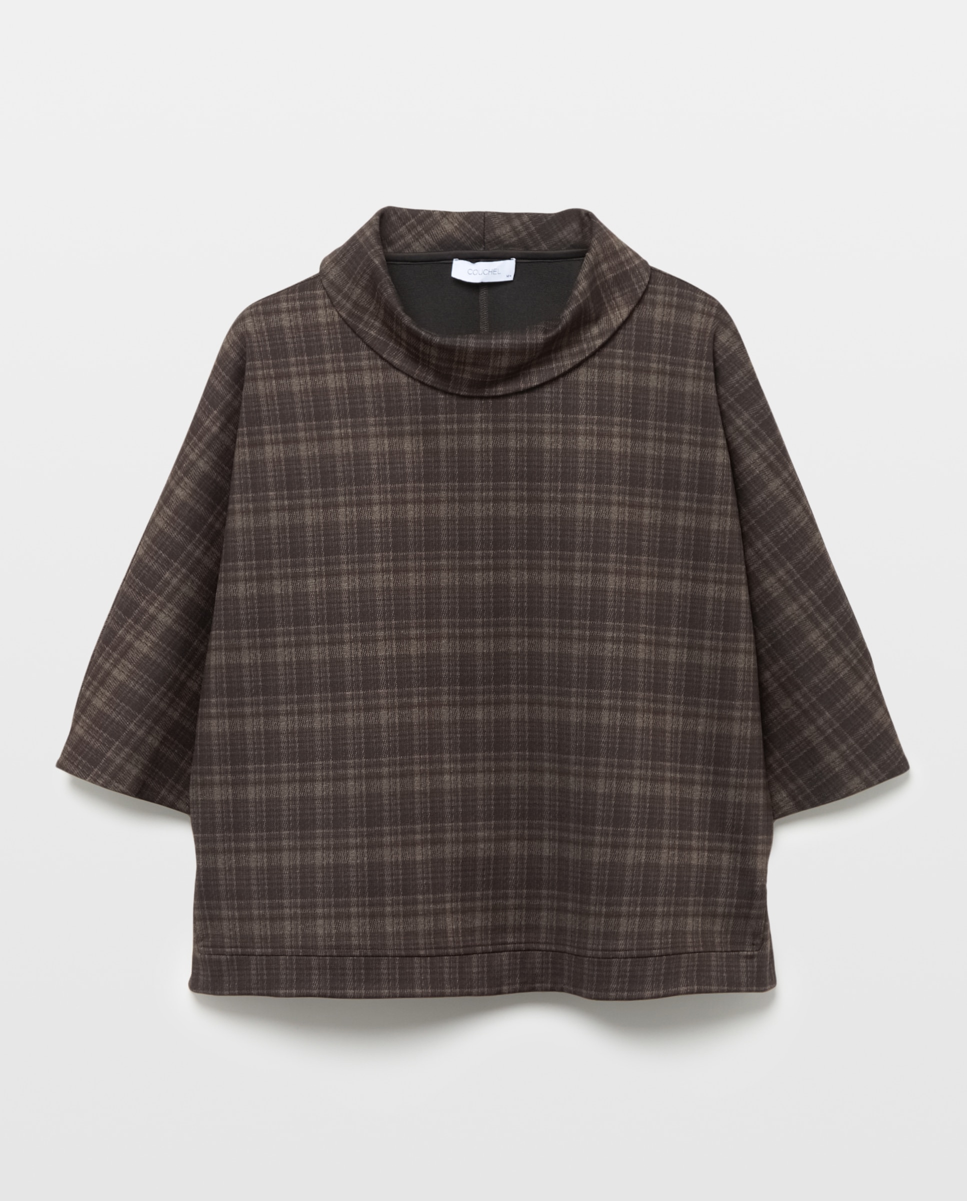 Camisola de Malha Roma com Gola Dobrada Castanho-4