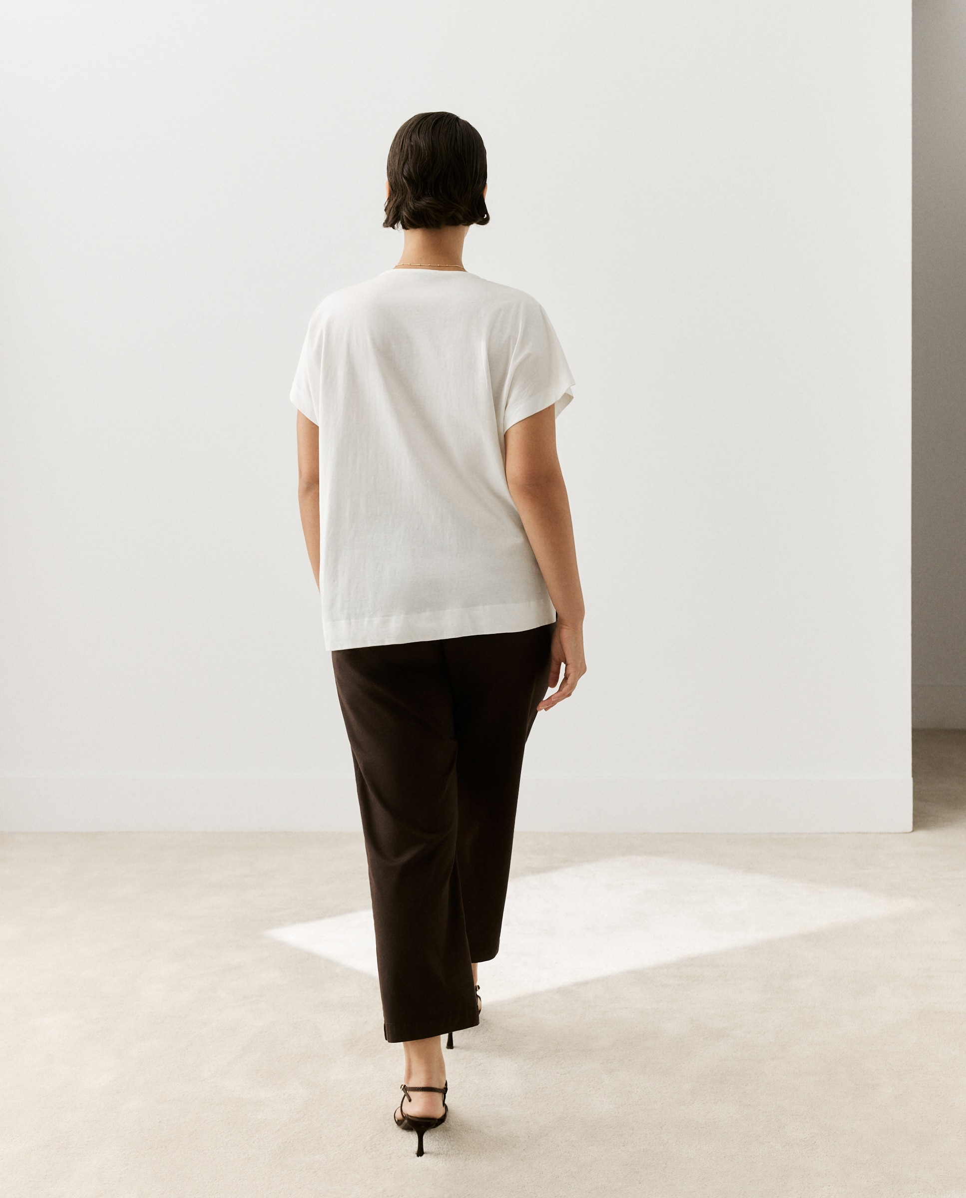Camiseta de mujer bordada bolitas - Couchel - Blanco roto Blanco roto-3