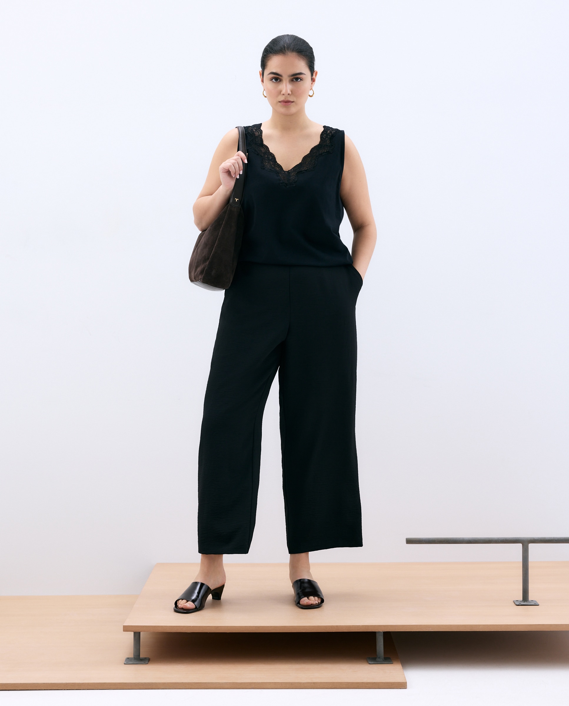 Camiseta de mujer tirantes lencera - Couchel - Negro Negro-1