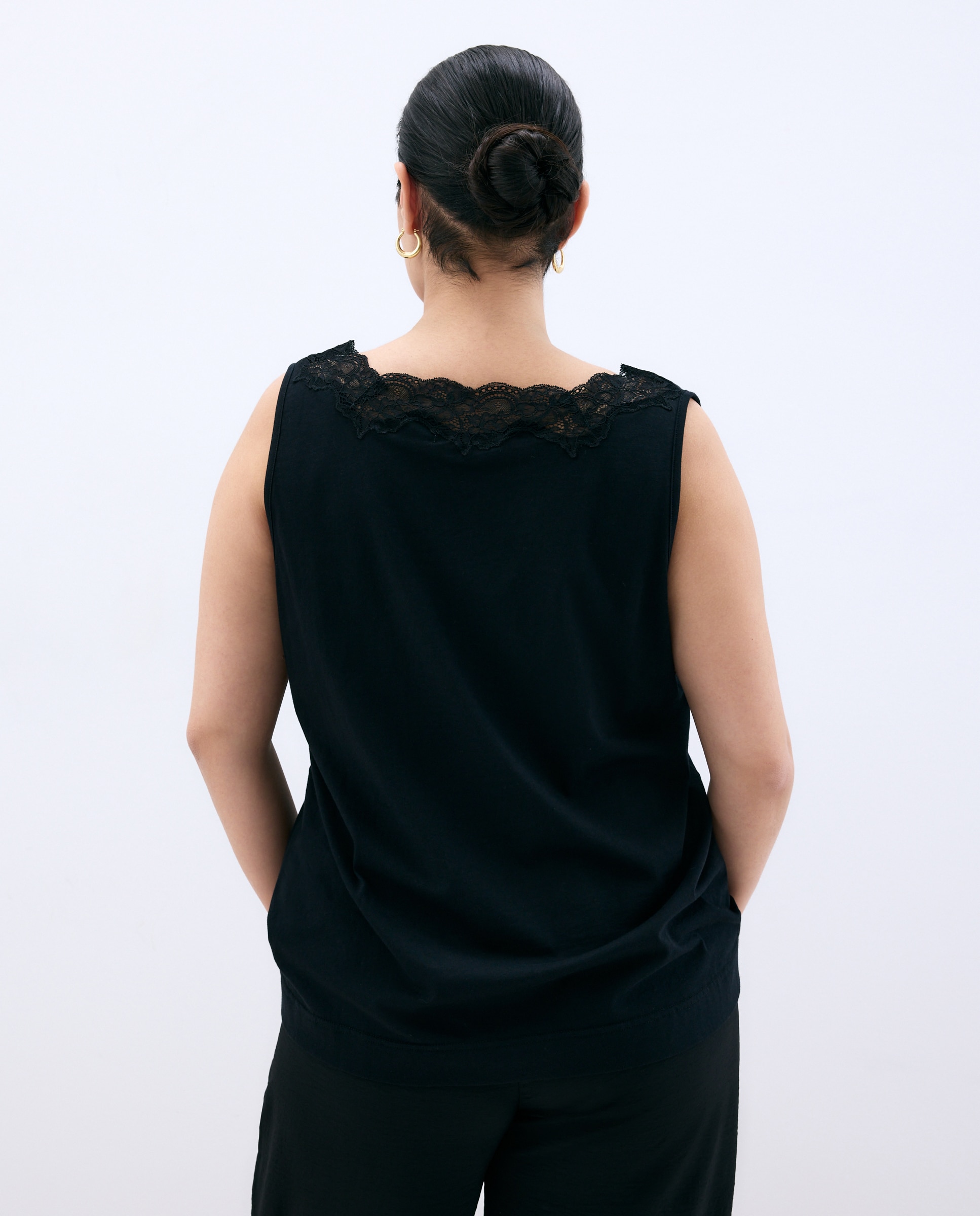 Camiseta de mujer tirantes lencera - Couchel - Negro Negro-3