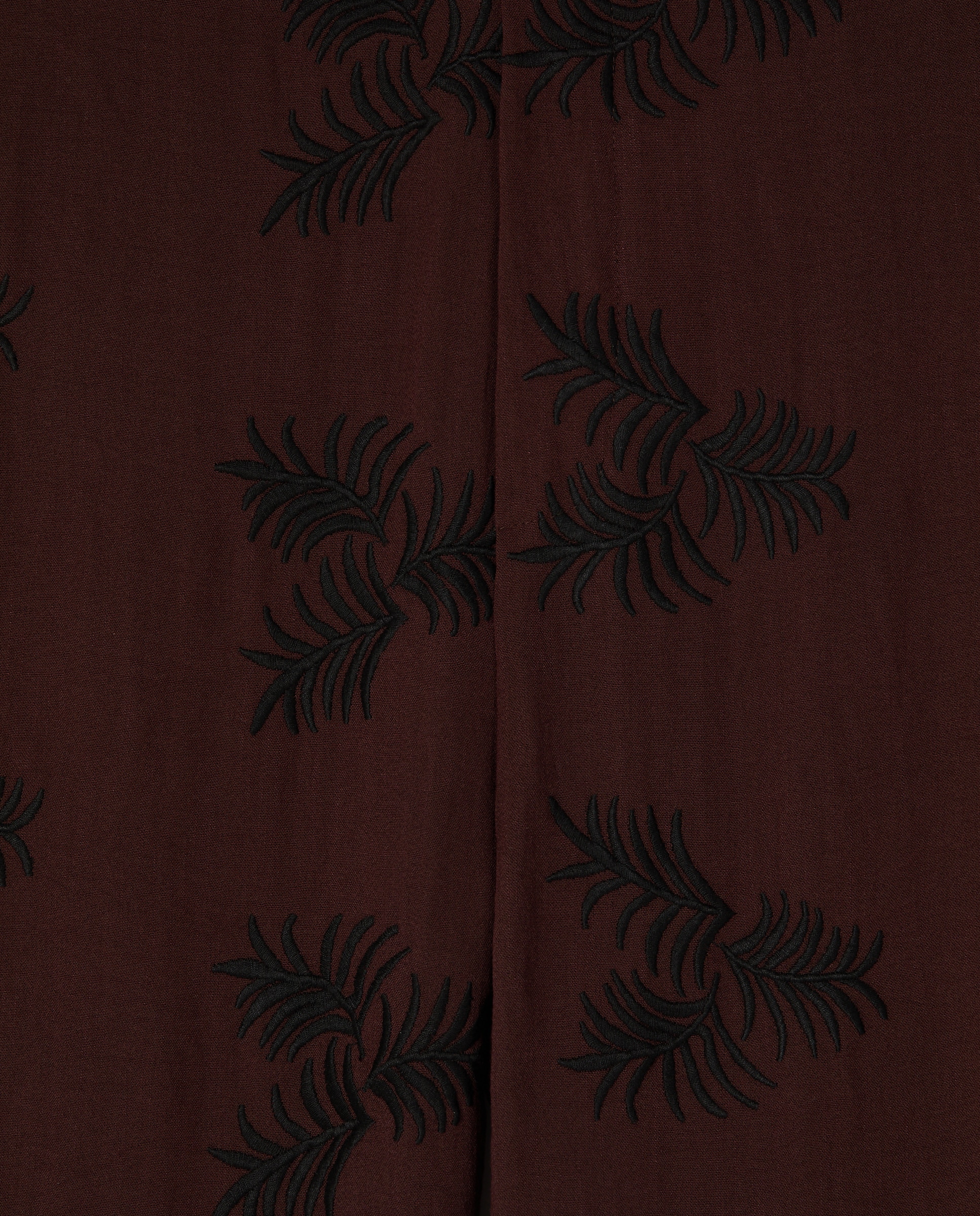 Calças Cropped Bordadas Castanho-5