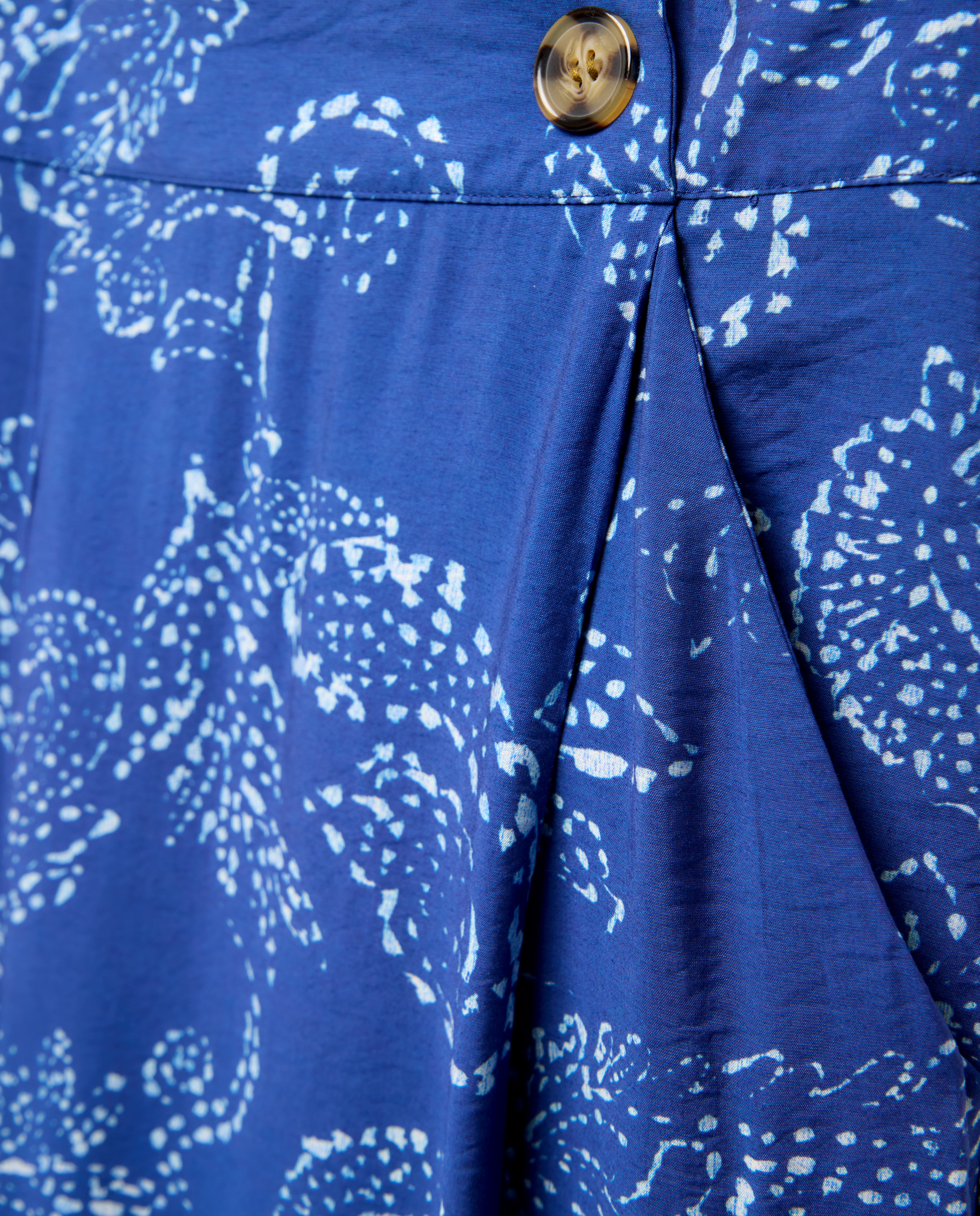 Calças Fluidas com EStampado de Caxemira Azul-5