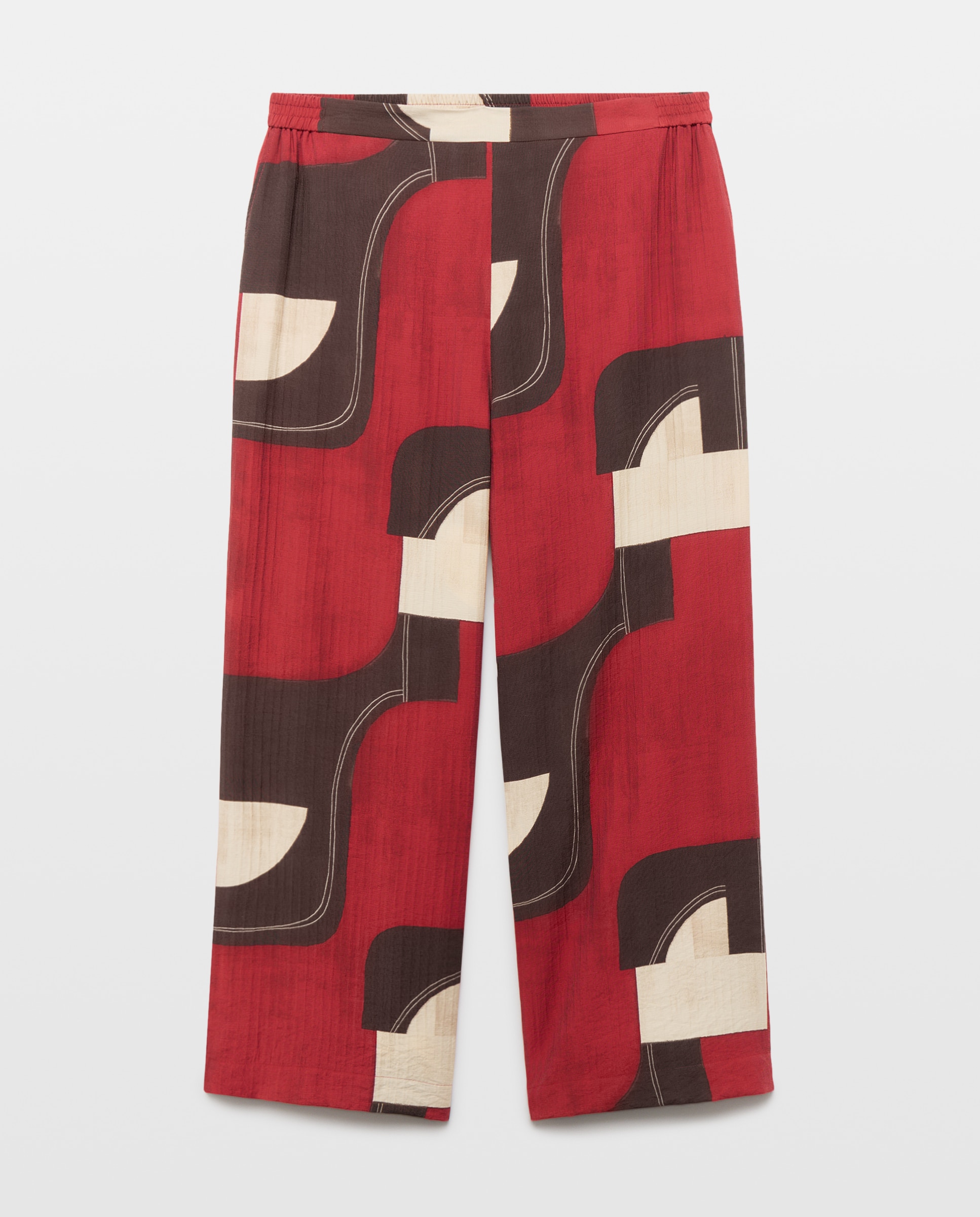 Imagen 0 de Pantalón ancho estampado de mujer Rojo
