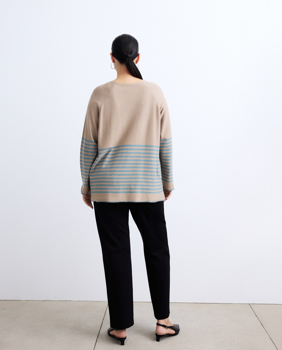 Camisola de Malha de Viscose com Decote Redondo Camel-3