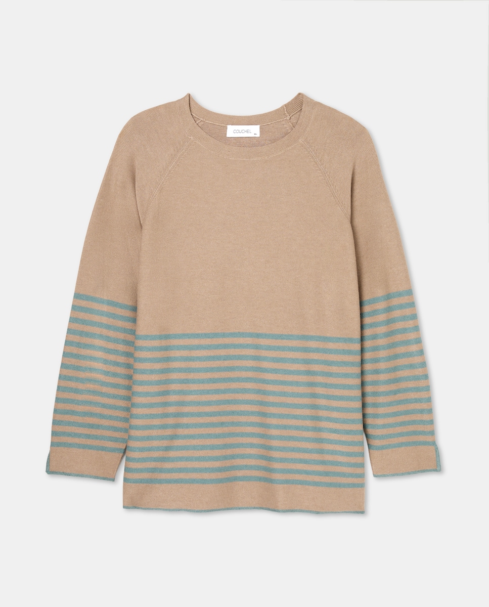 Camisola de Malha de Viscose com Decote Redondo Camel-4