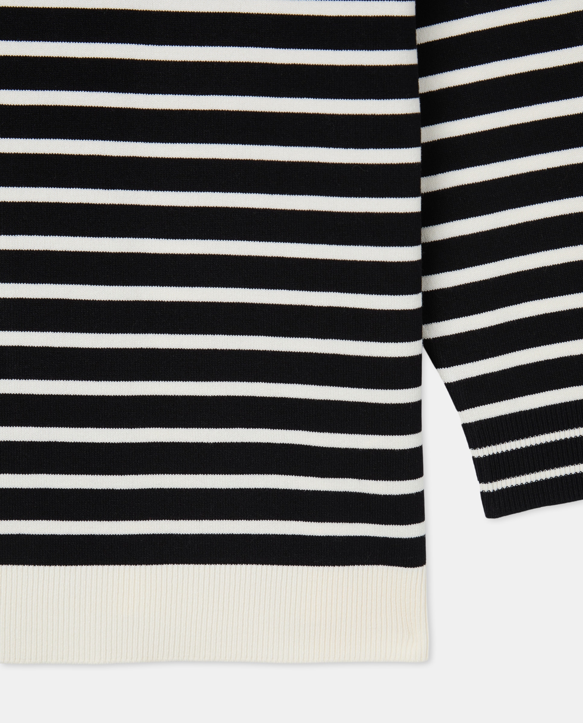 Camisola de Malha às Riscas com Decote à Barco Preto-5