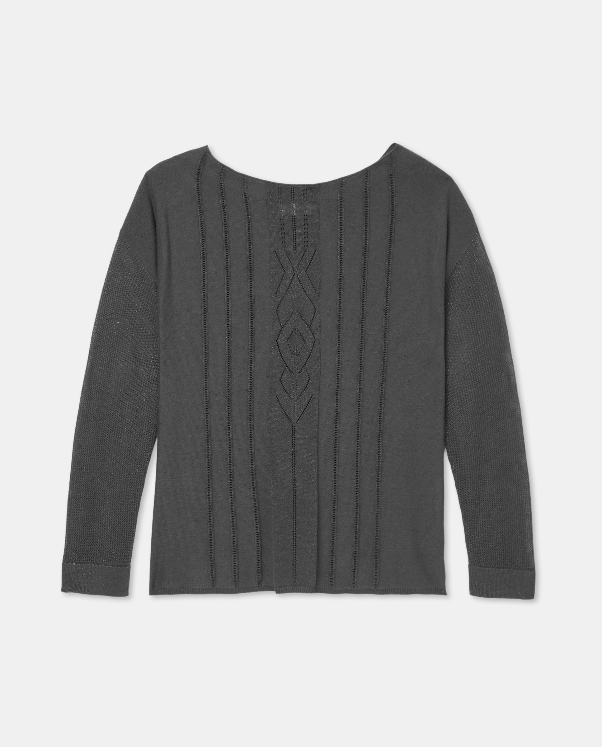 Camisola de Malha de Algodão Lisa Cinzento-claro-4