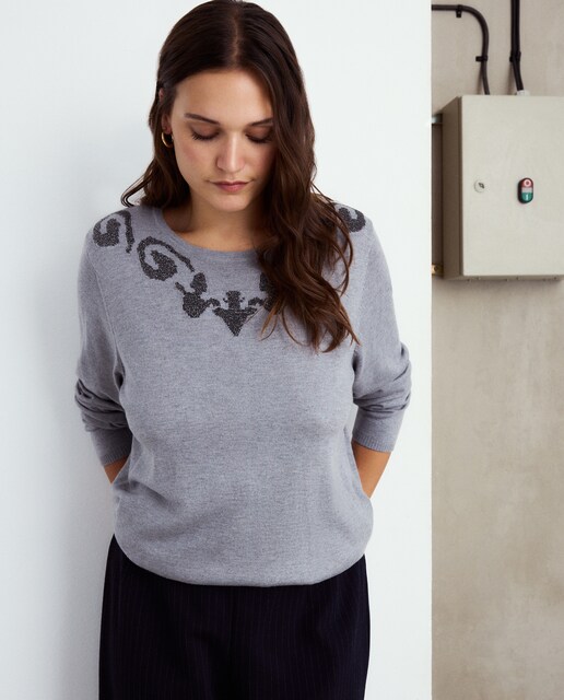 Imagen 0 de Jersey de mujer jacquard cuello