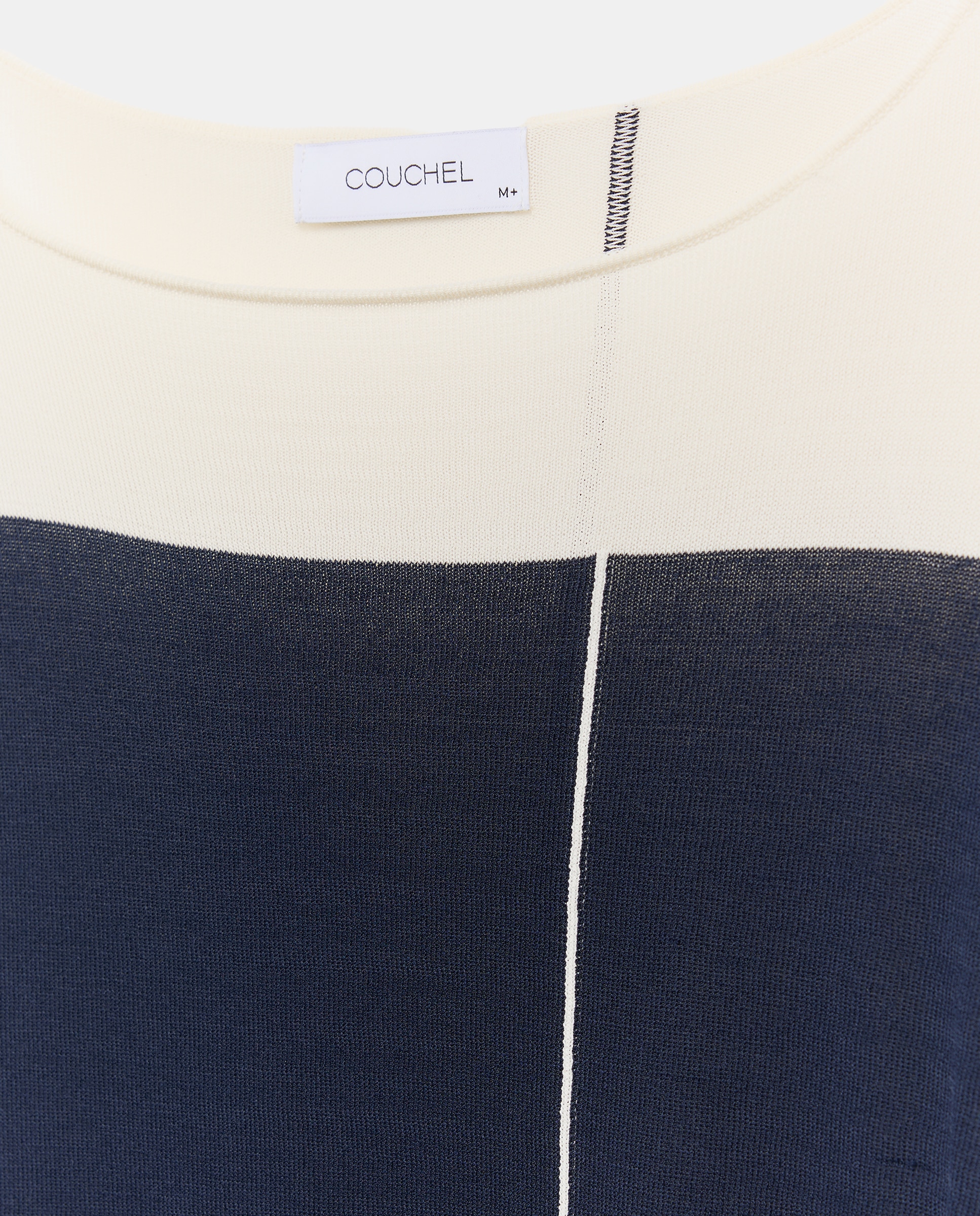 Jersey de mujer cuello barco color block - Couchel - Azul marino Azul marino-5