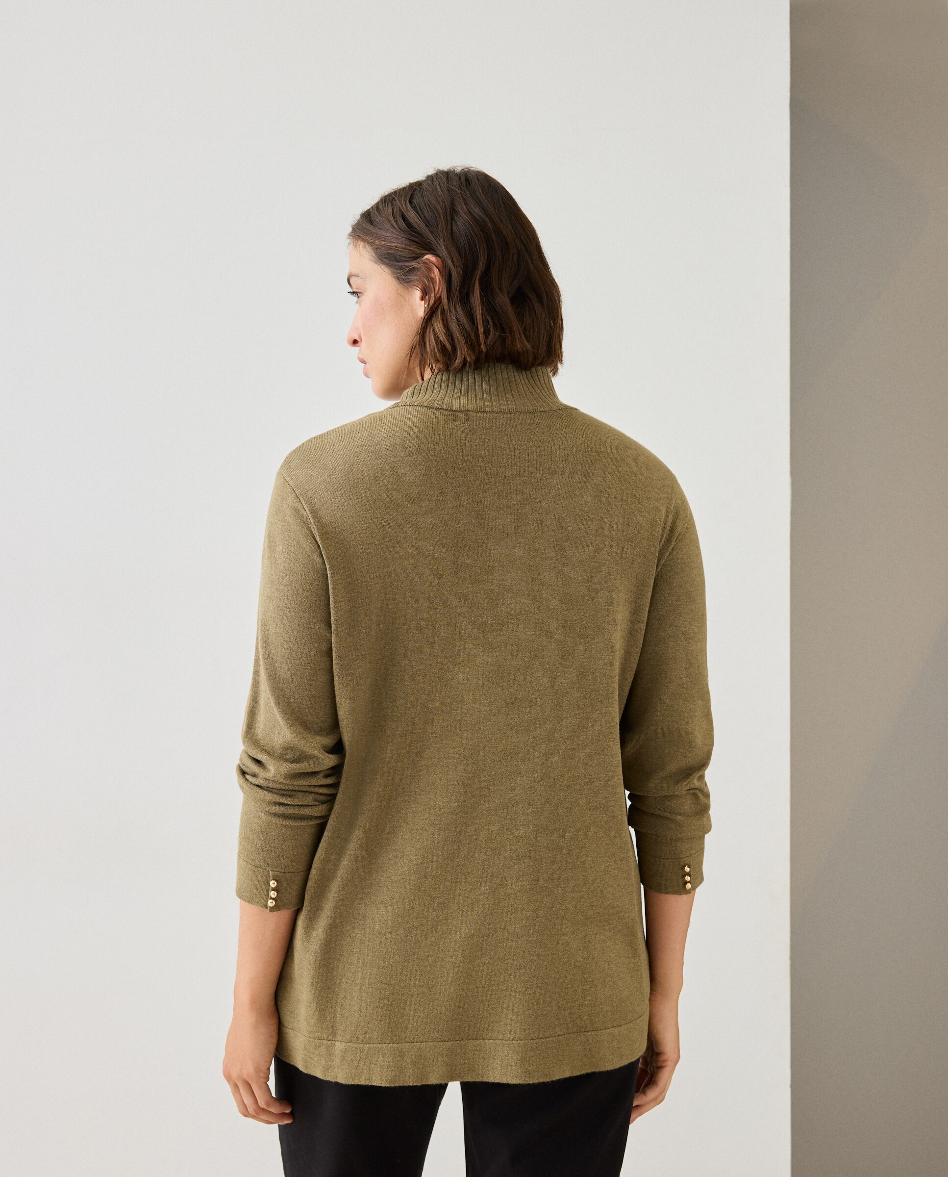 Jersey de mujer con cuello perkins - Couchel - 510 Verde claro 510 Verde claro-3
