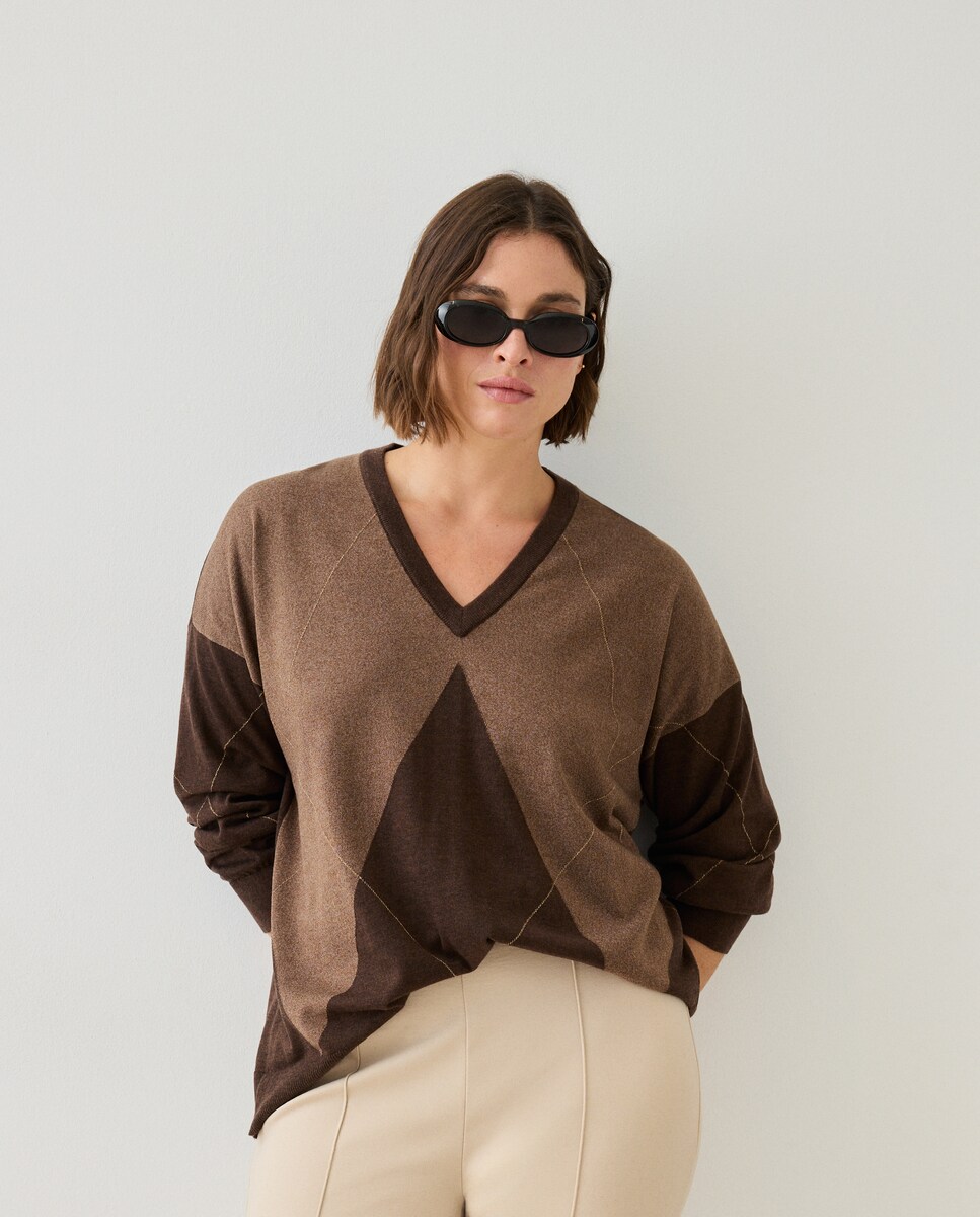Imagen 1 de Jersey de mujer con cuello pico Azul
