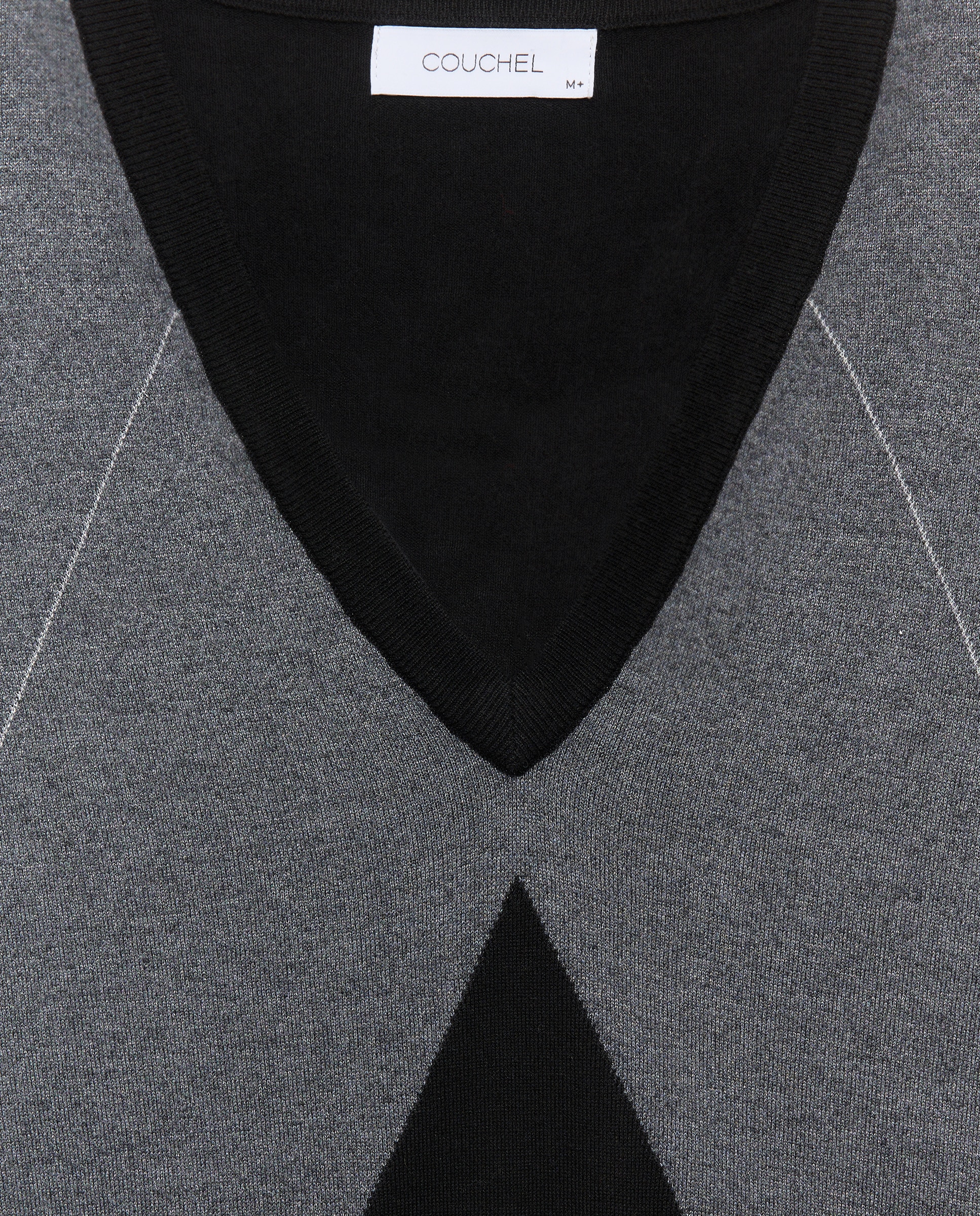Camisola de malha de mulher com decote em bico Preto-2