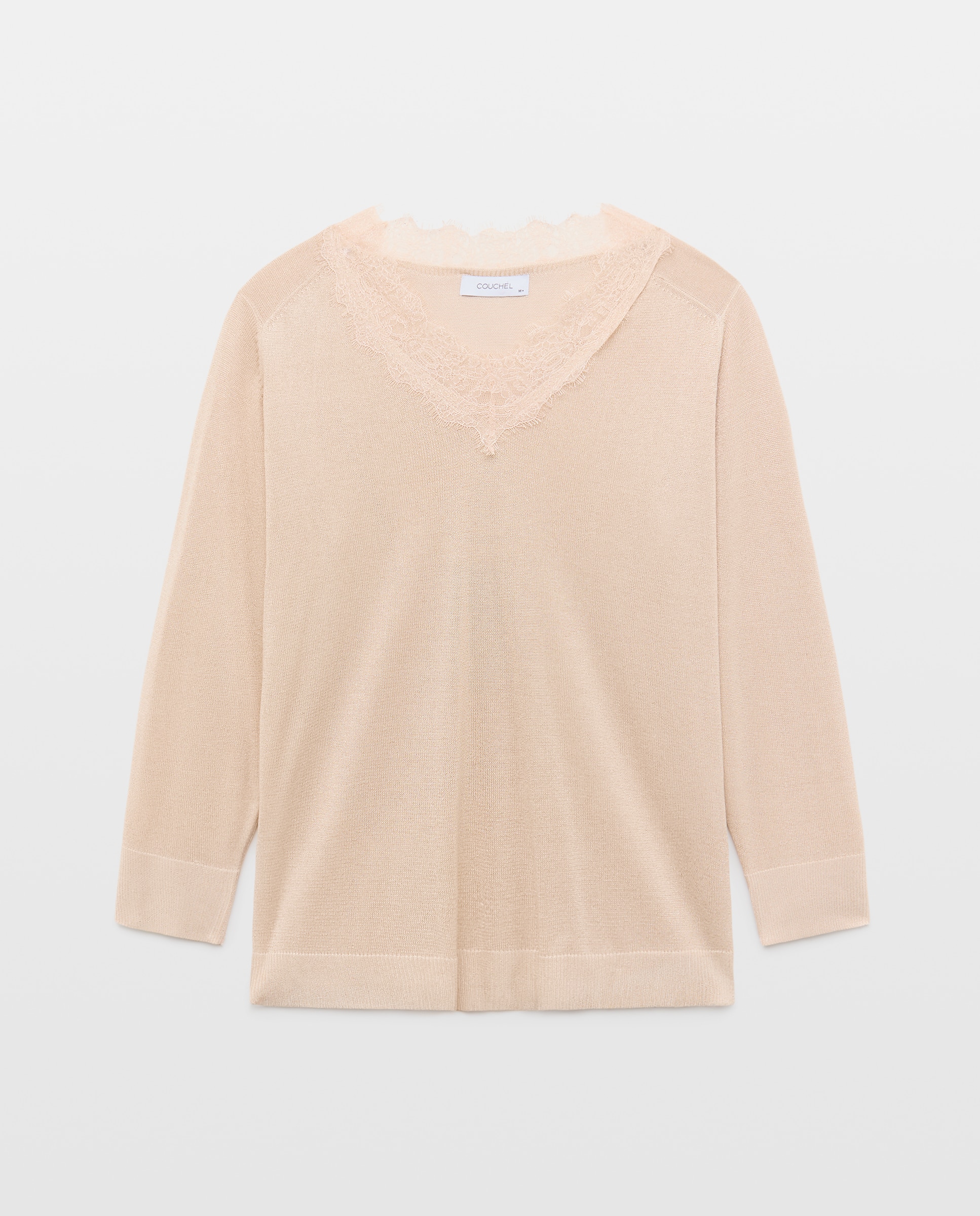 Jersey de mujer con lúrex y encaje - Couchel - 120 Crudo 120 Crudo-1