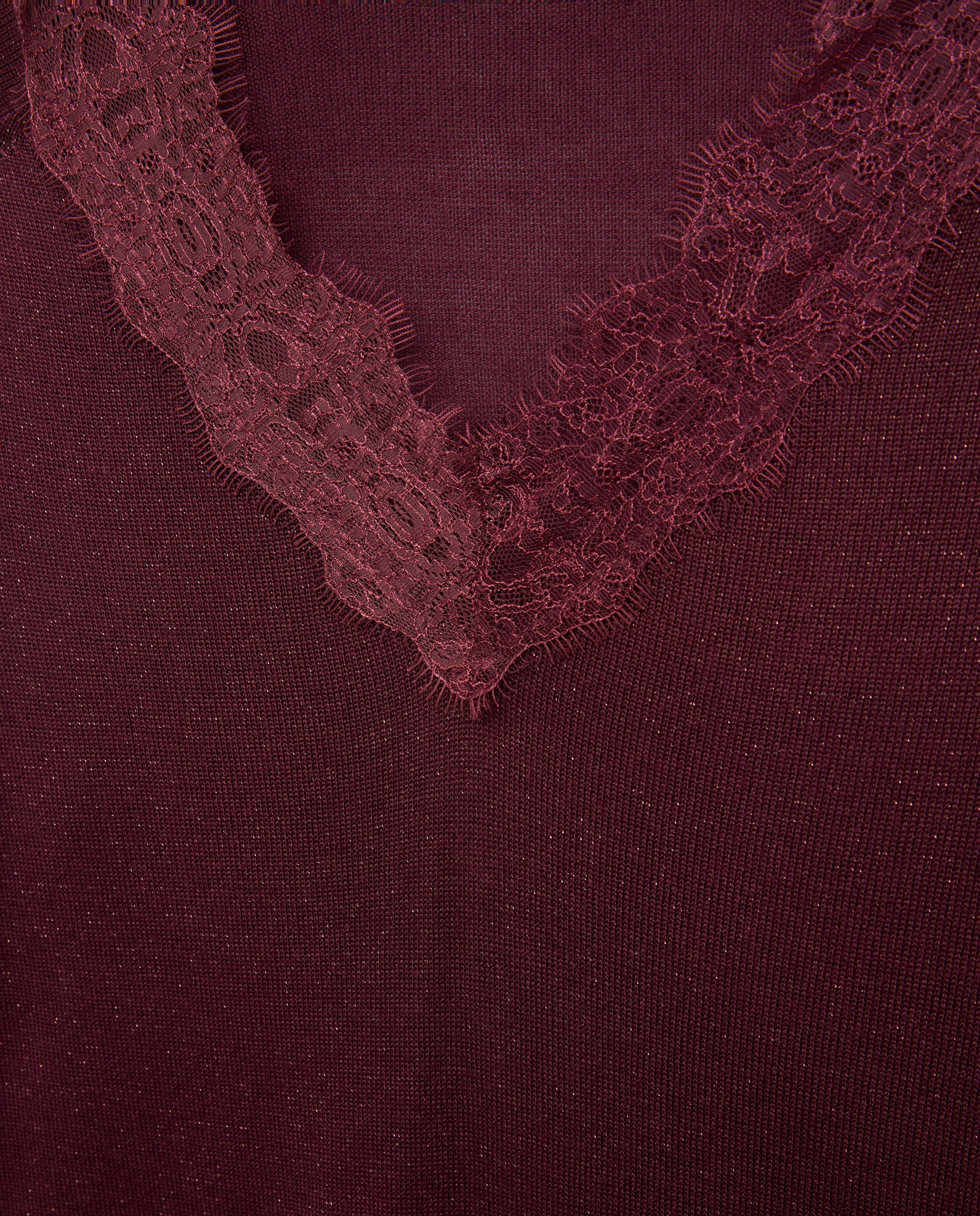 Jersey de mujer con lúrex y encaje - Couchel - Burdeos Burdeos-2