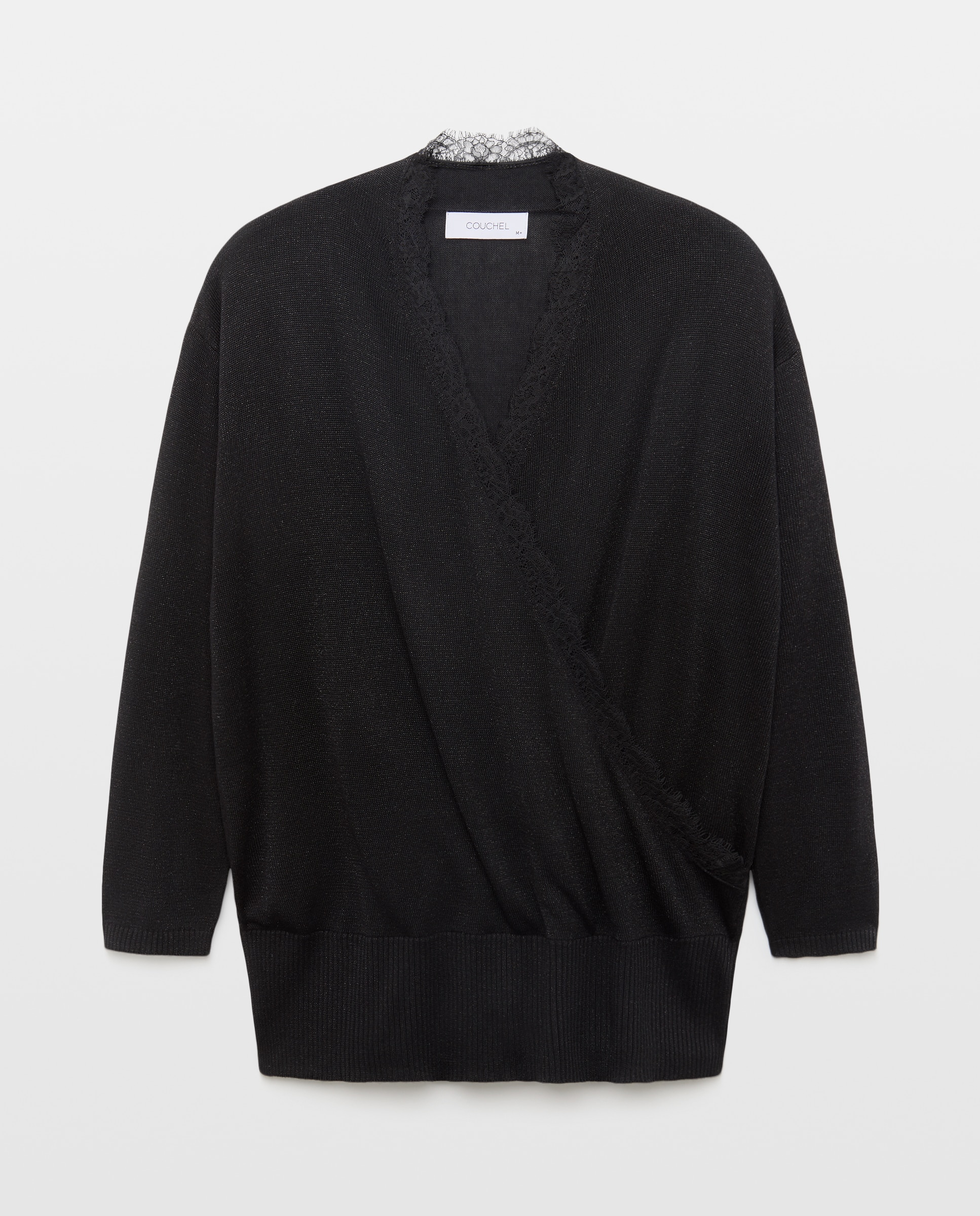 Jersey de mujer con lúrex y encaje - Couchel - Negro Negro-4
