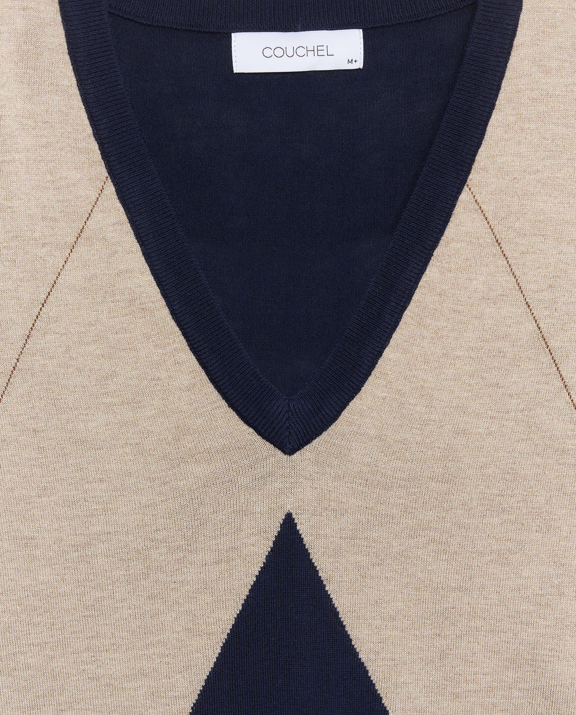 Camisola de malha de mulher com decote em bico Azul-5