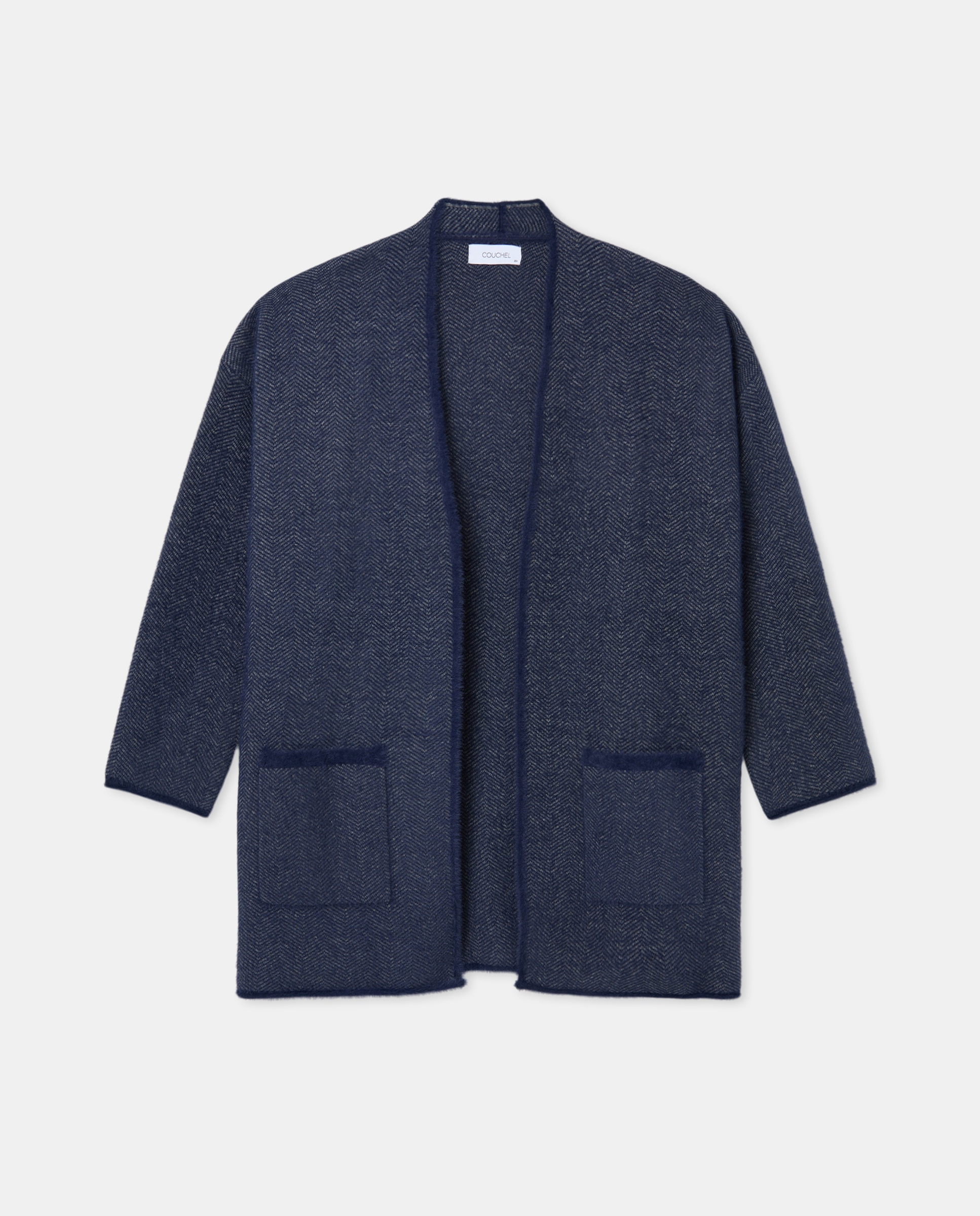 Cardigan Liso Comprido 400 Azul-4