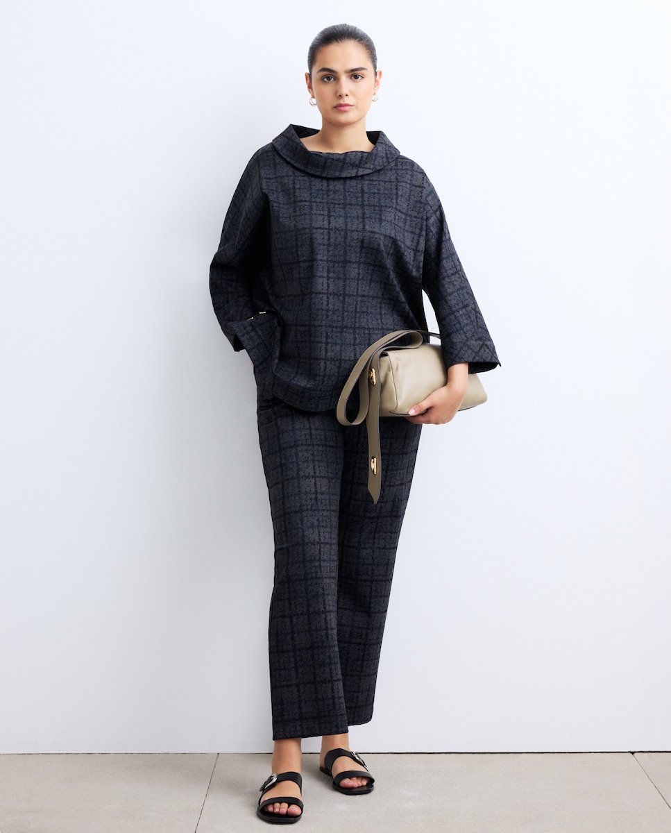 Calças de Malha Estampadas Preto-1