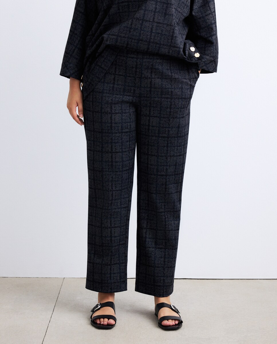 Calças de Malha Estampadas Preto-2