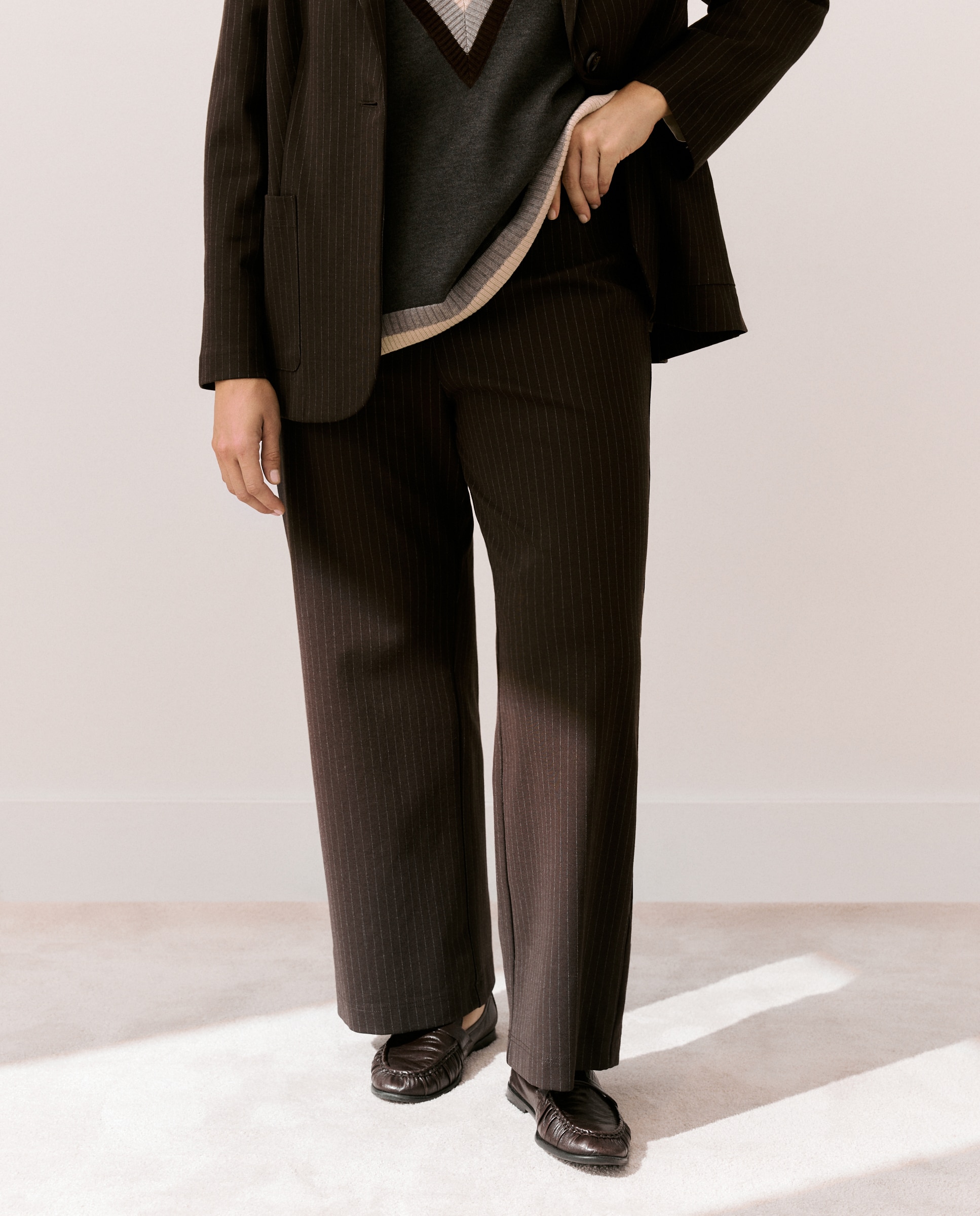 Imagen 2 de Pantalón de mujer de punto roma fantasía - Couchel - Marrón Marrón