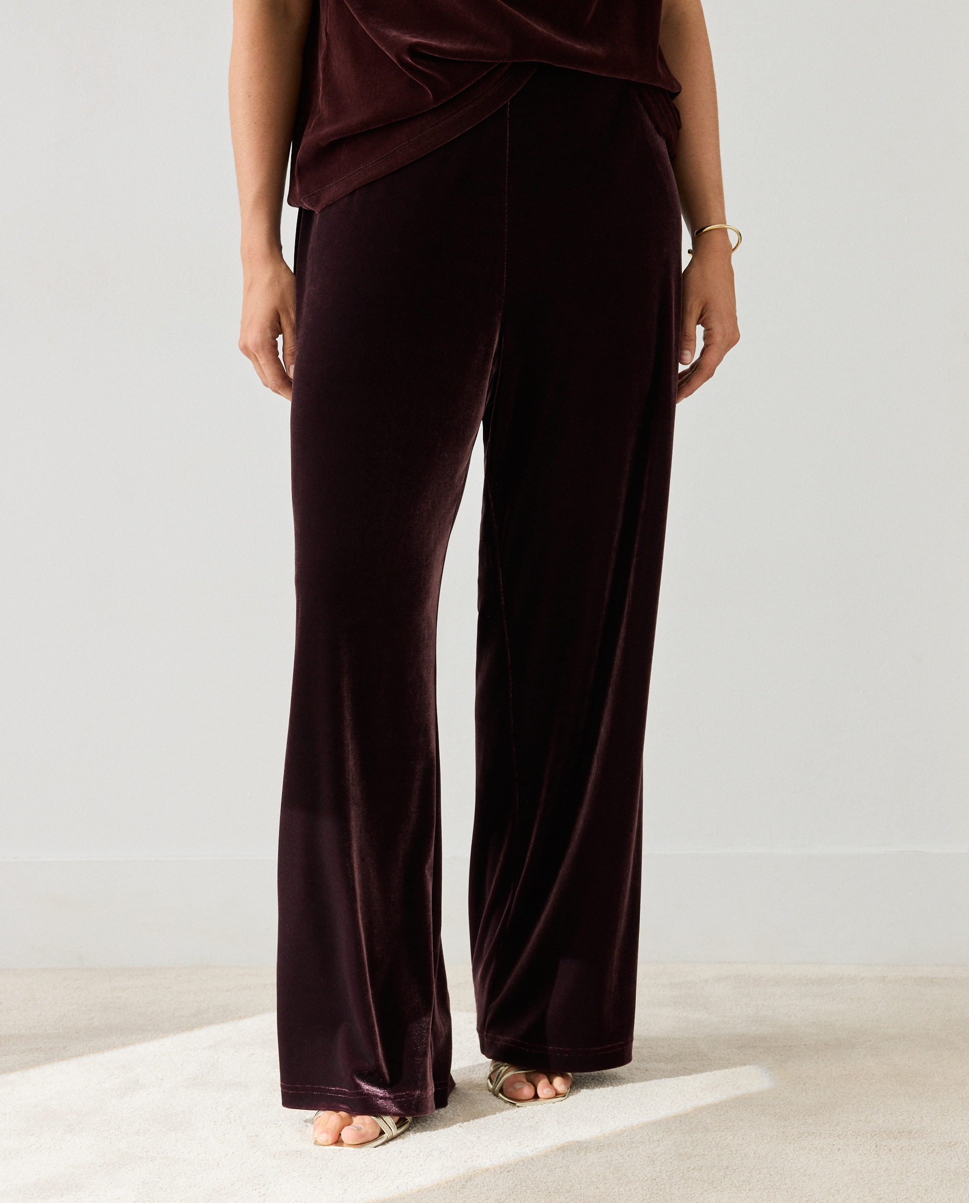 Pantalón de traje terciopelo de mujer - Couchel - Burdeos Burdeos-2