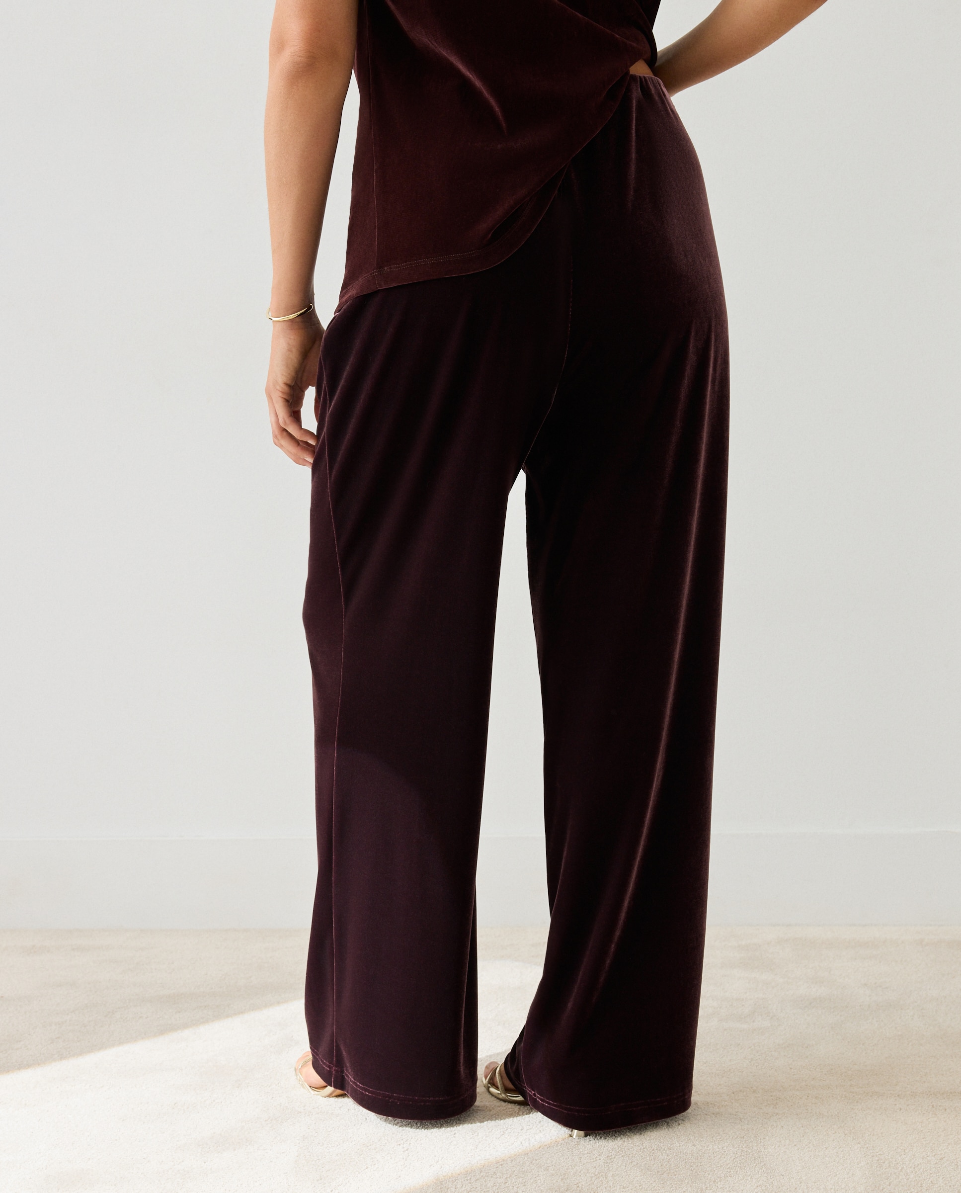 Pantalón de traje terciopelo de mujer - Couchel - Burdeos Burdeos-3