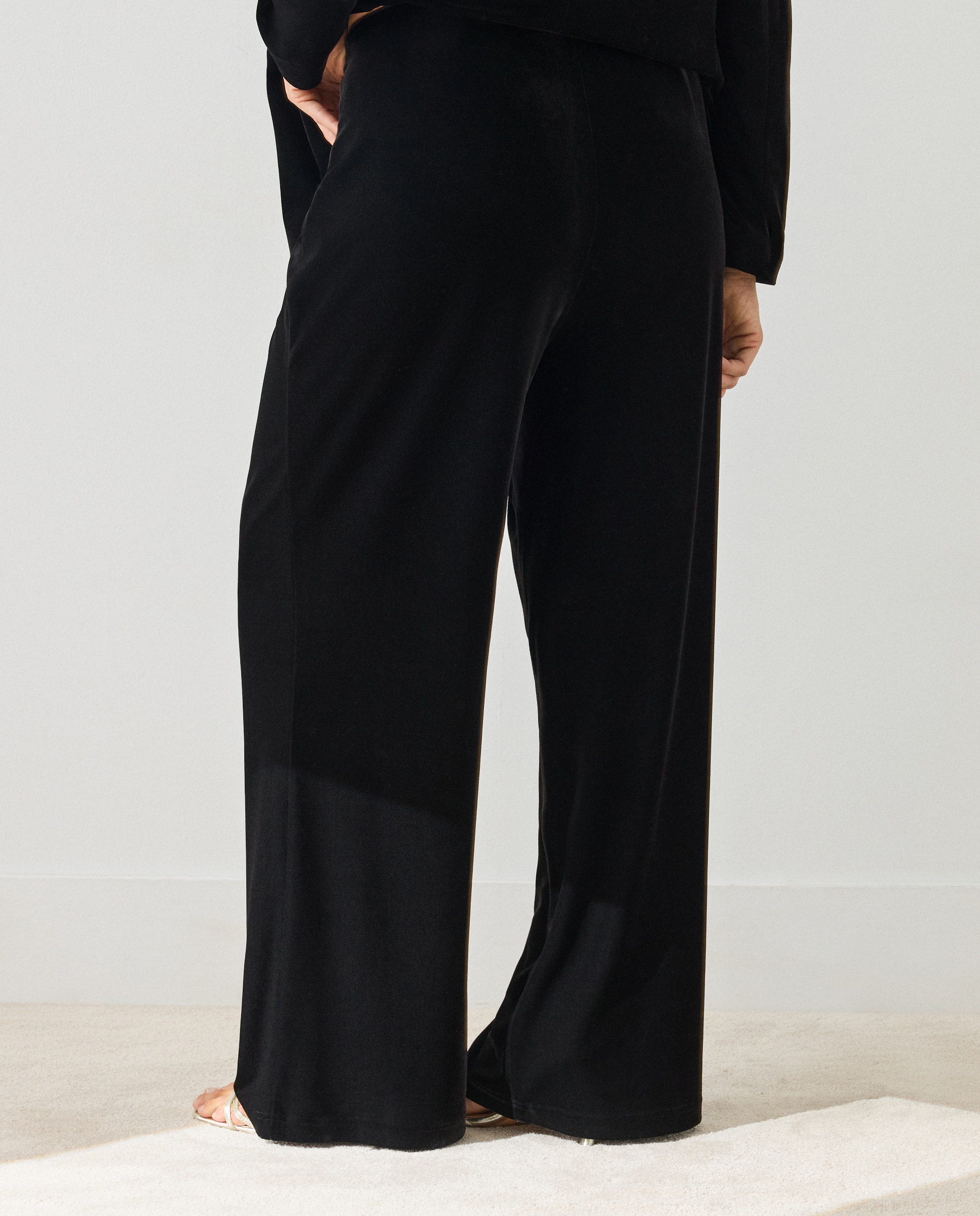 Pantalón de traje terciopelo de mujer - Couchel - Negro Negro-3