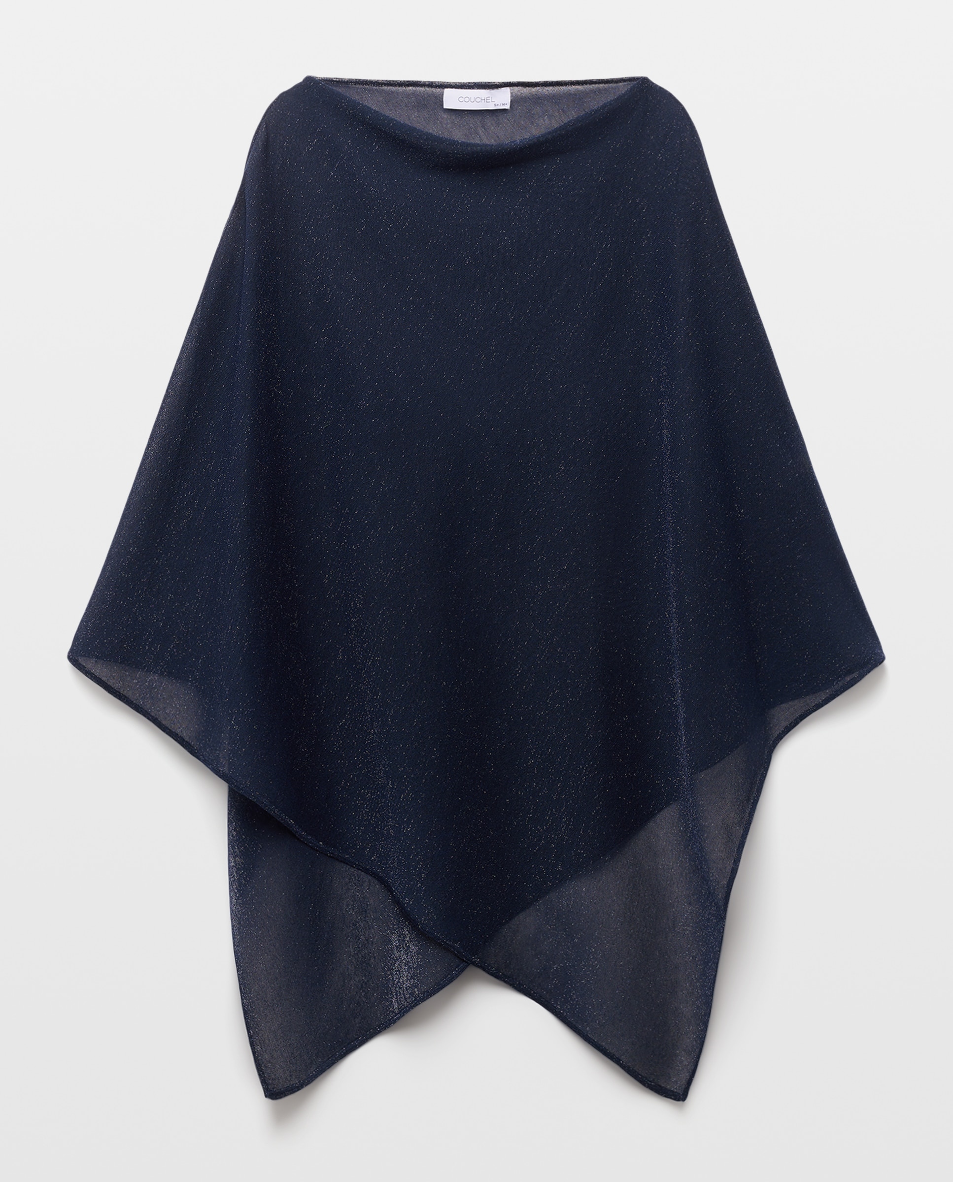 Poncho de Tricot de Fio Metalizado 430 Azul Escuro-4