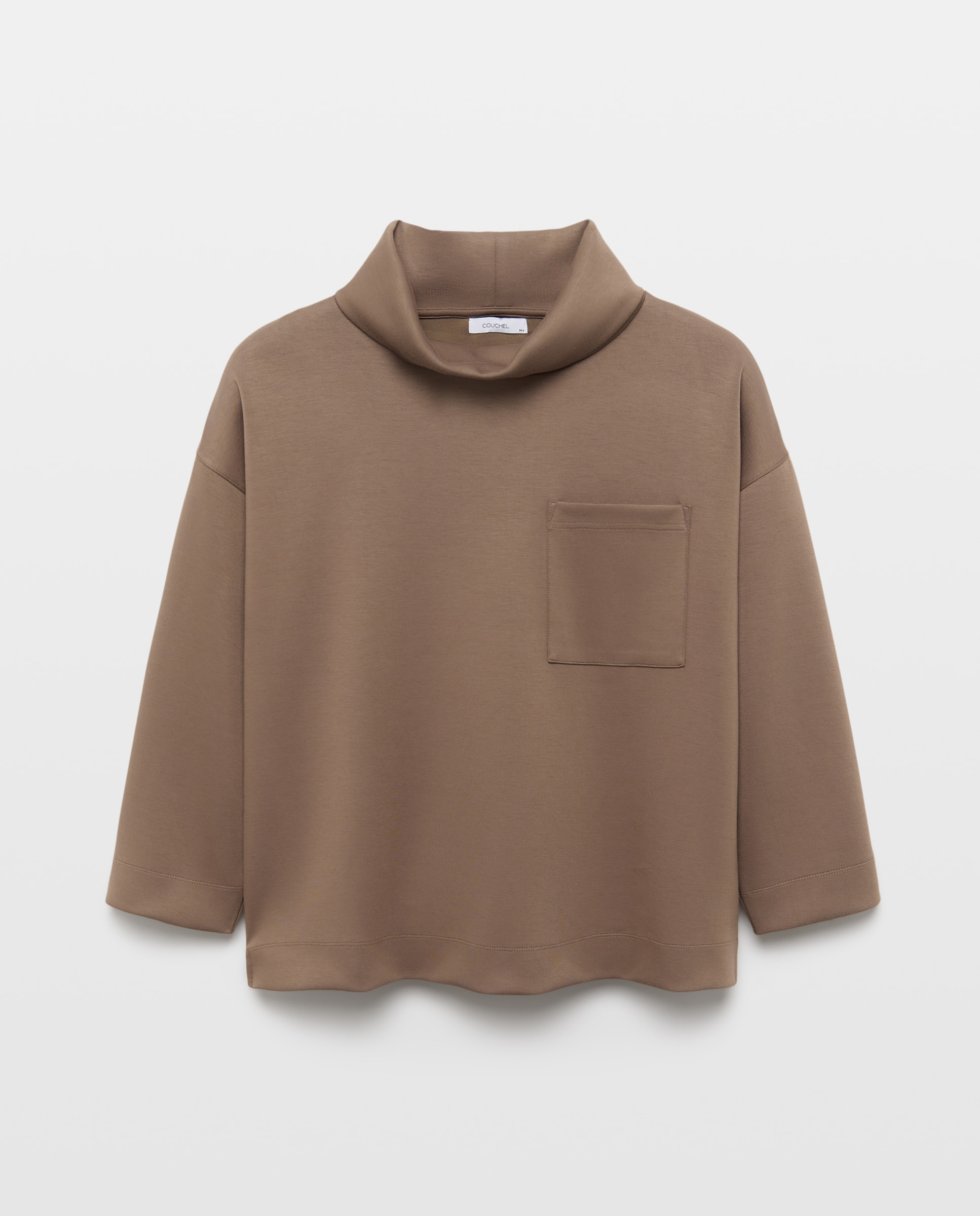 Camisola de Malha Lisa com Gola Alta 520 Caqui-4