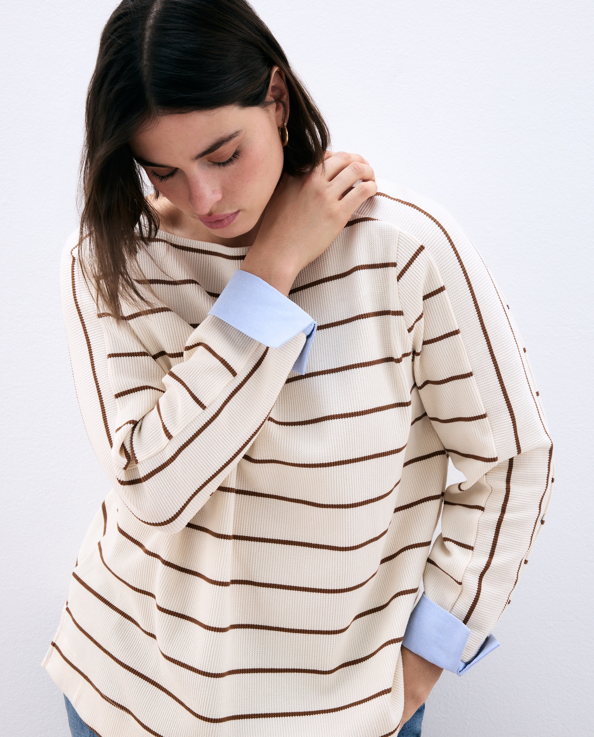 Sweatshirt de Algodão Estampada Castanho-3