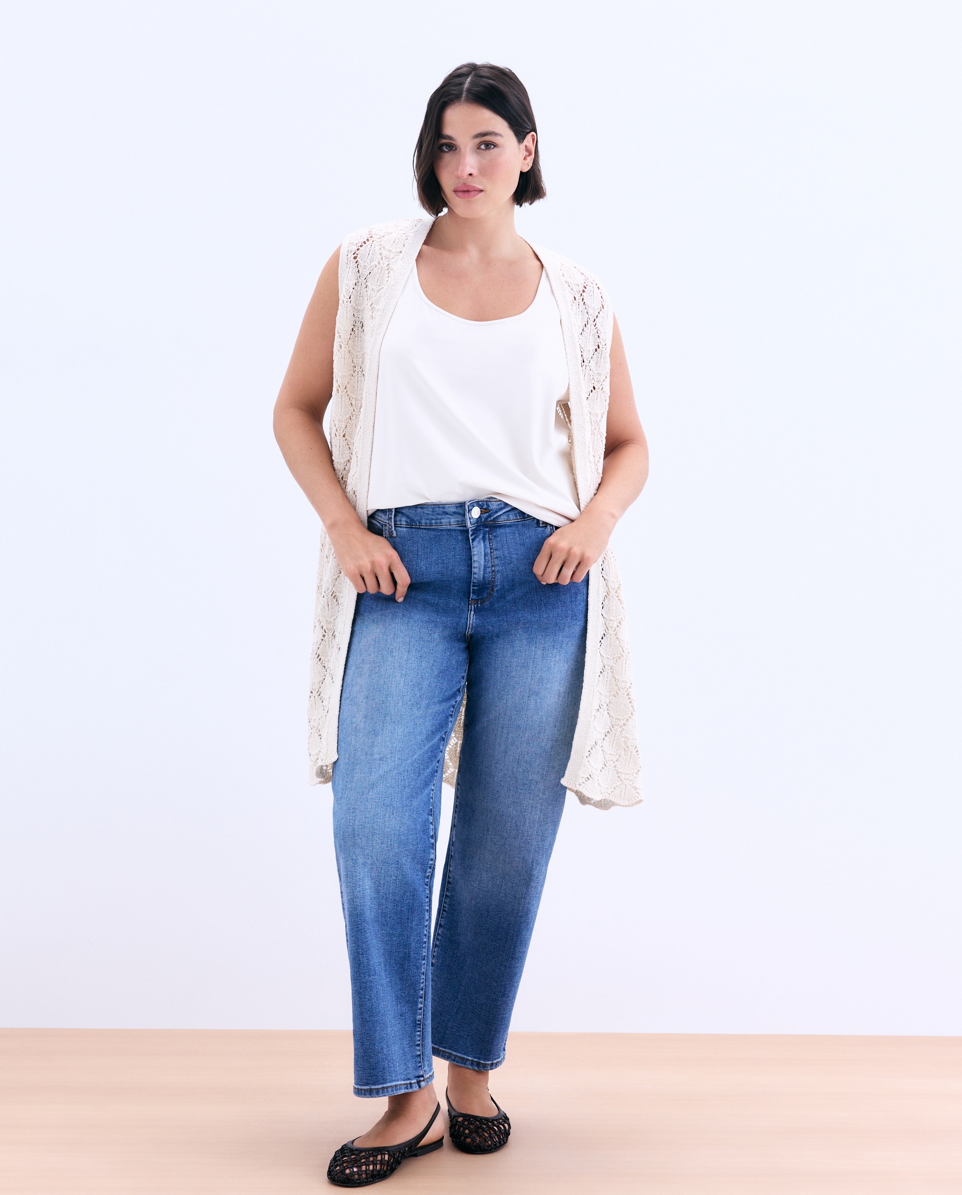 Chaleco de mujer tricot cinta - Couchel - Beige Beige-2