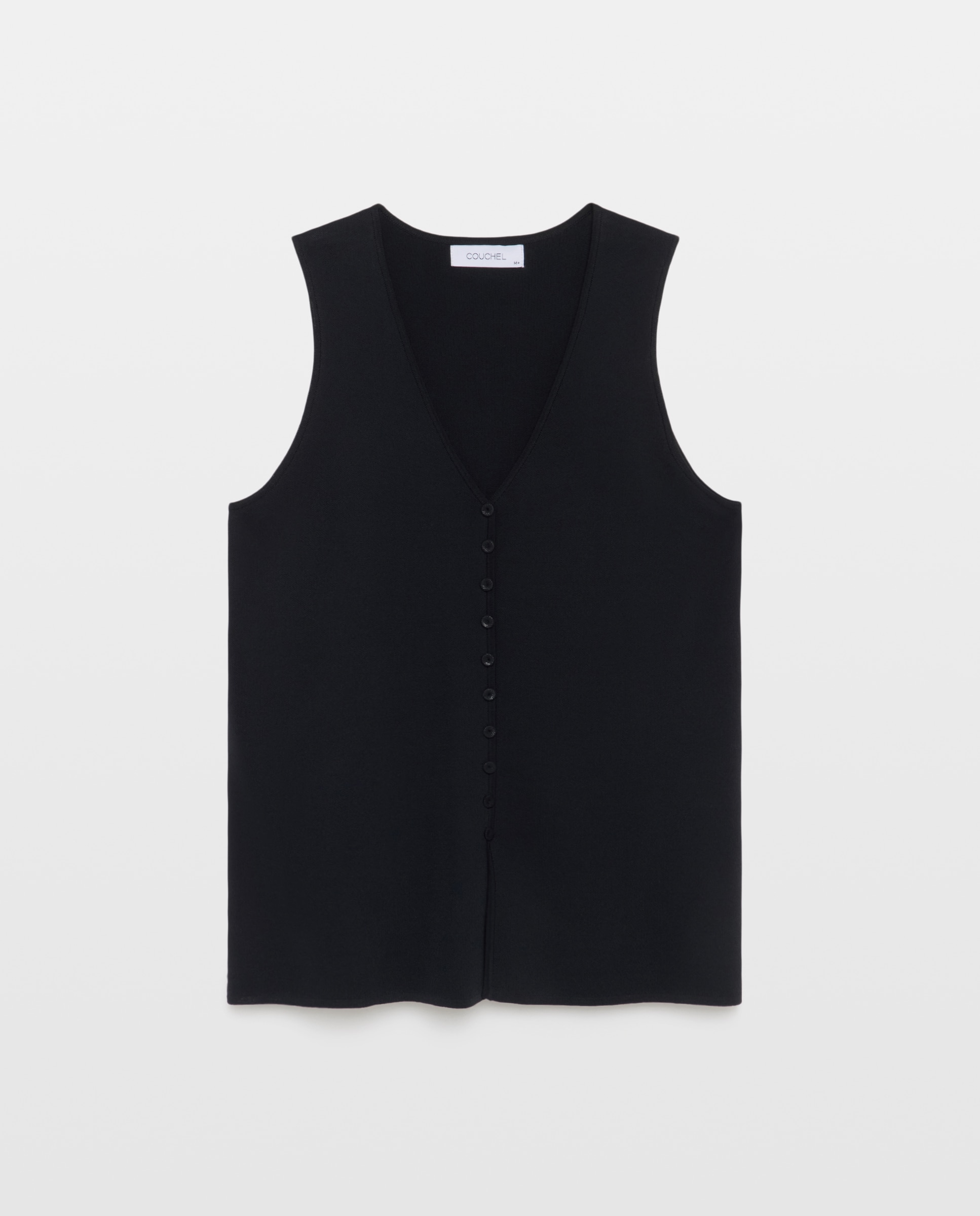 Imagen 4 de Chaleco de mujer con botones de punto milano - Couchel - Negro Negro