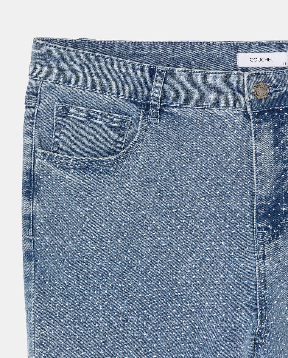 Pantalón vaquero recto con strass de mujer · Couchel · El Corte Inglés