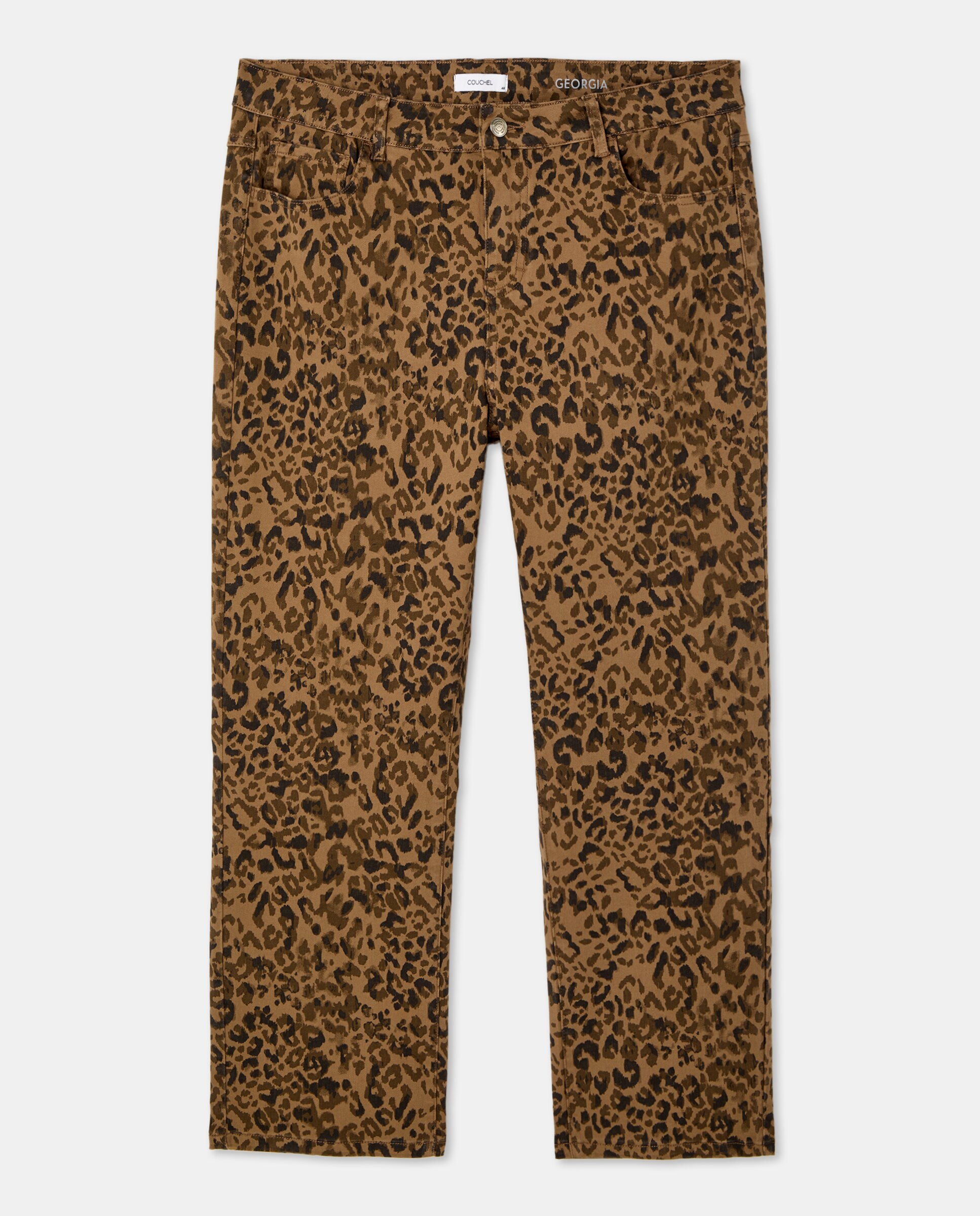 Jeans Straight com Estampado Castanho-4