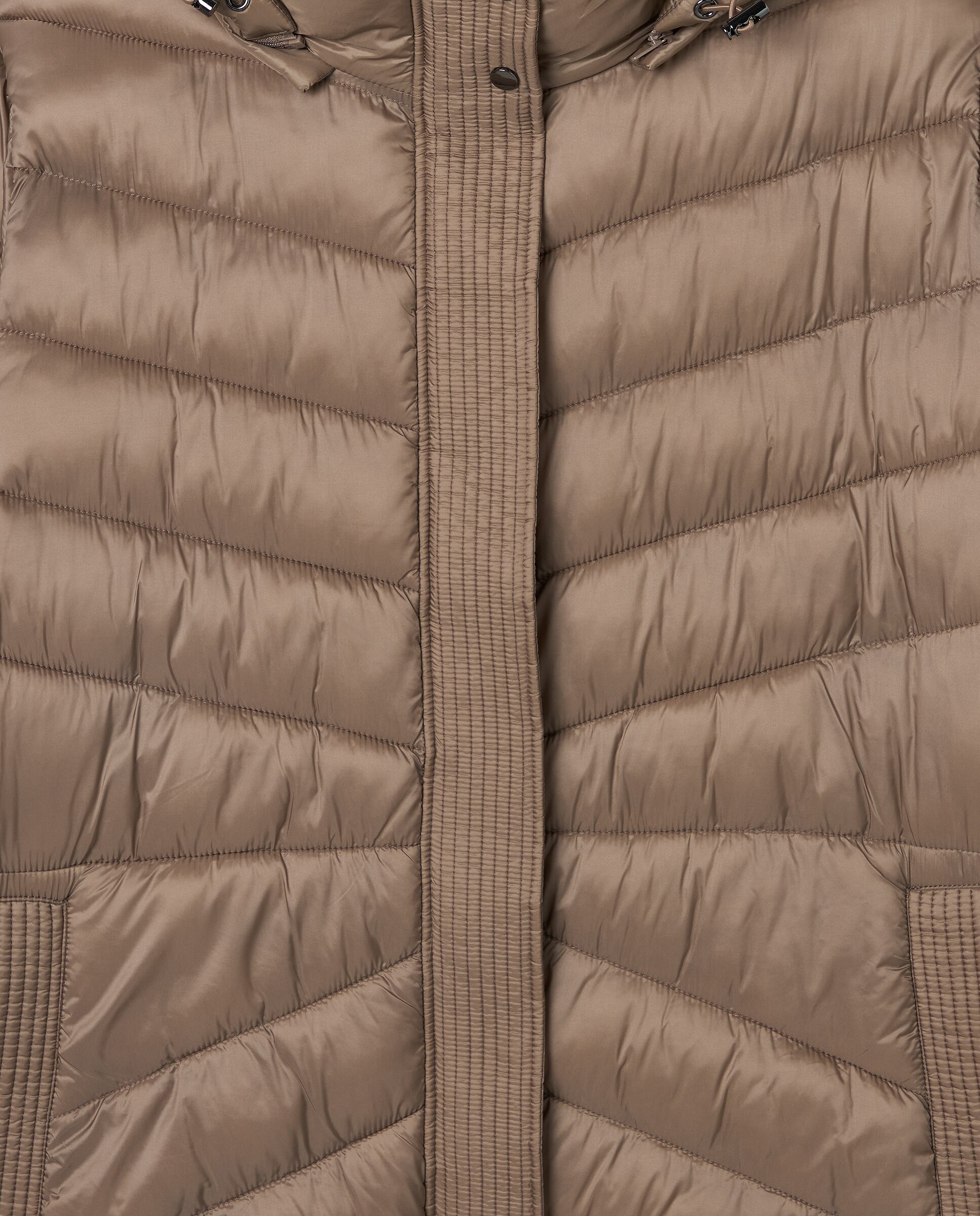 Blusão Acolchoado Curto com Capuz Desmontável Bege-6