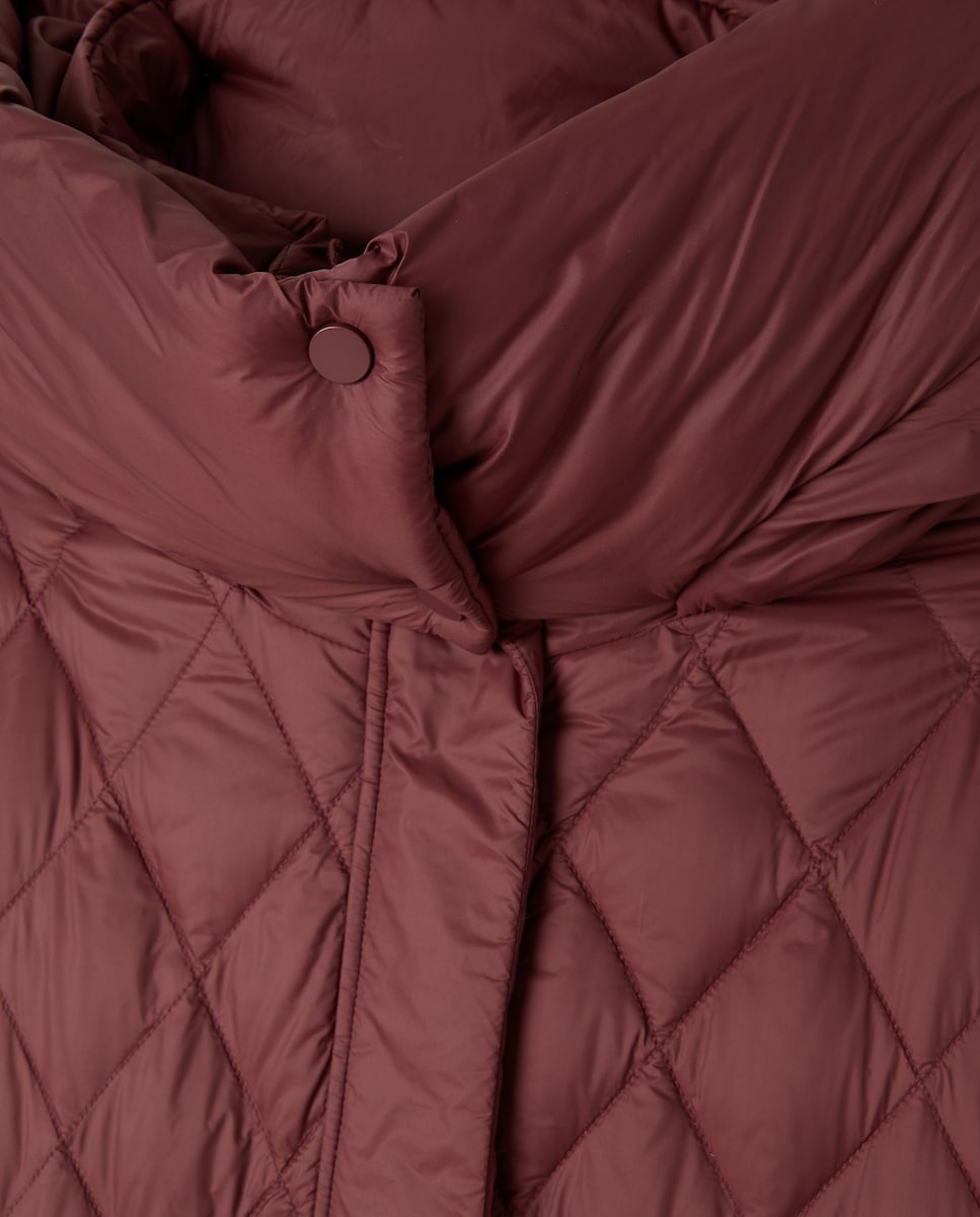 Blusão Acolchoado Liso Comprido Bordeaux-6