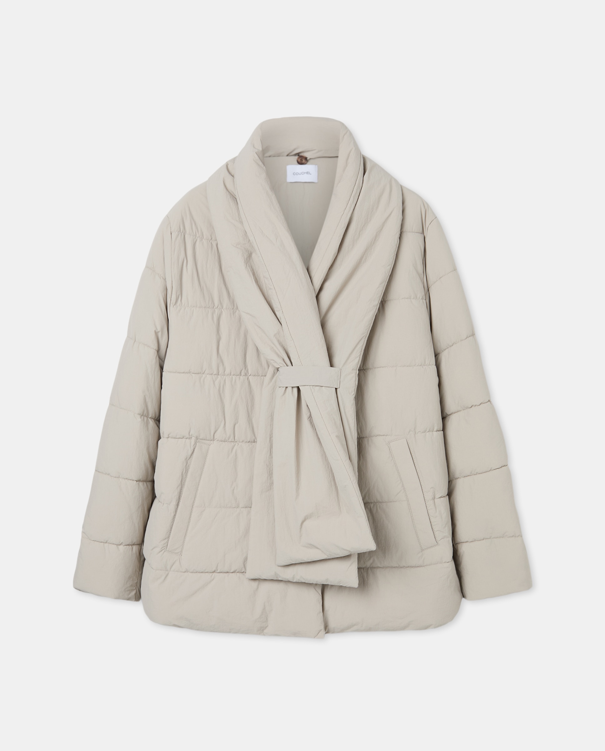 Parka Acolchoada com Cachecol Branco-gelo-5