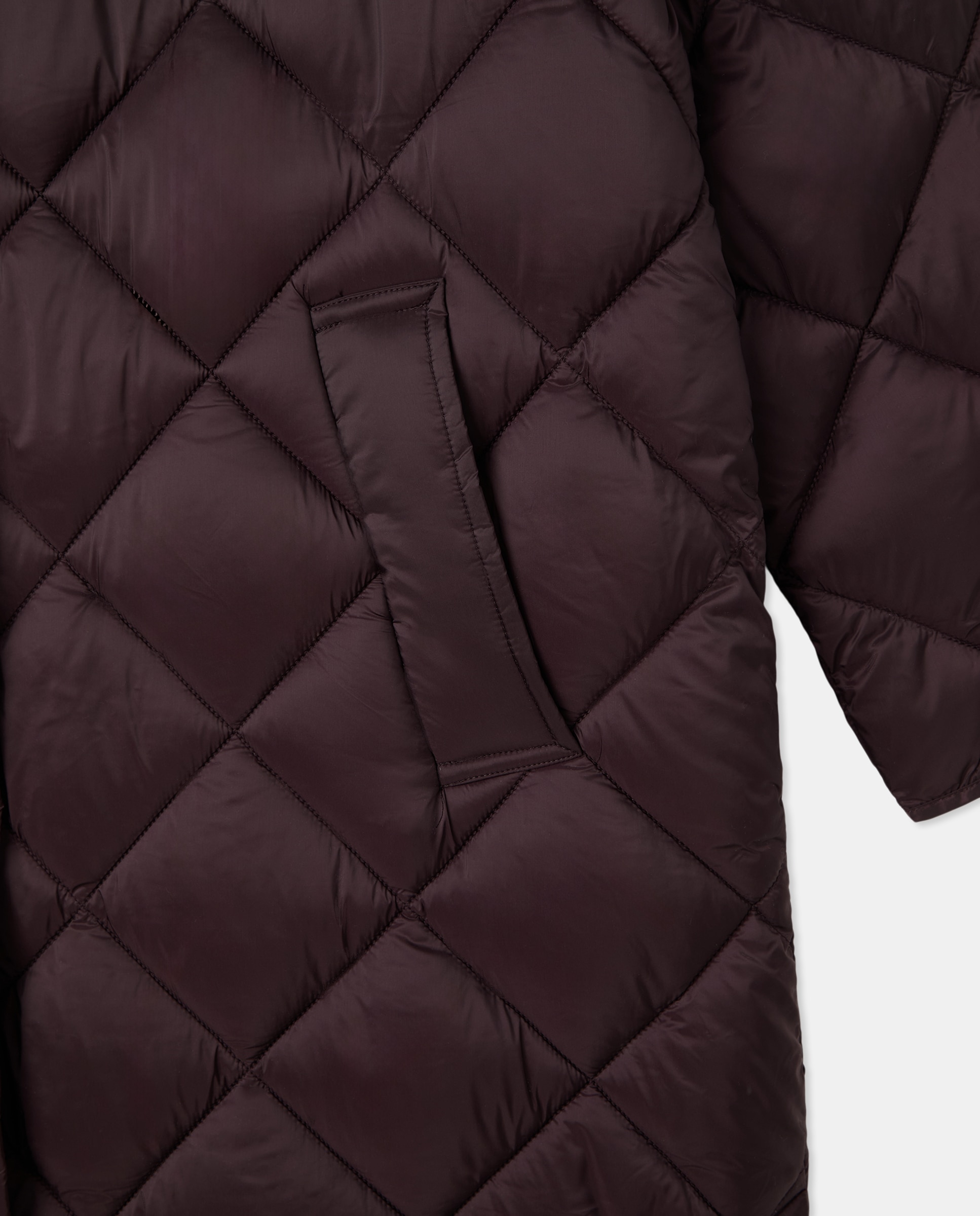 Blusão Acolchoado Comprido Liso Castanho-6