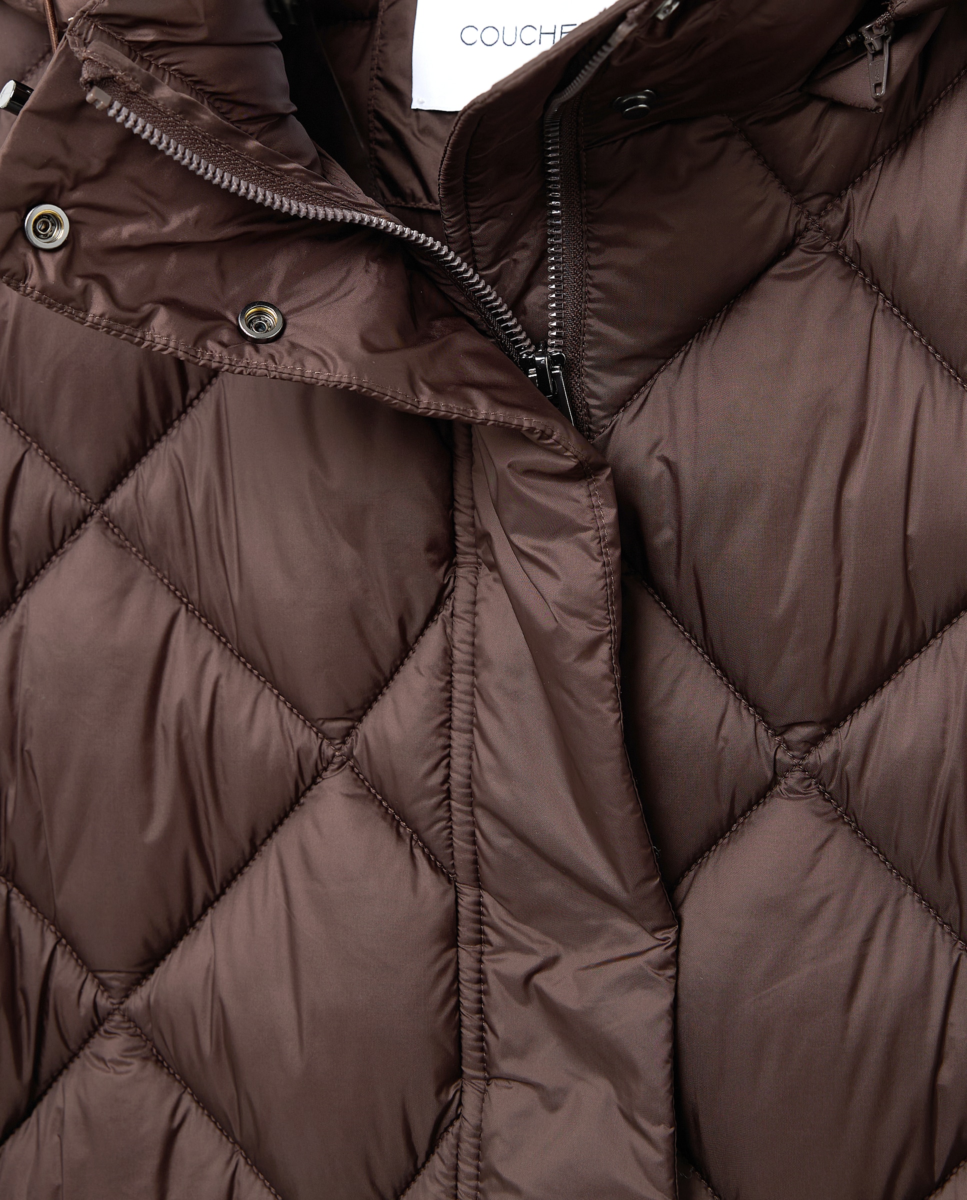 Parka curta acolchoada com capuz Castanho-5