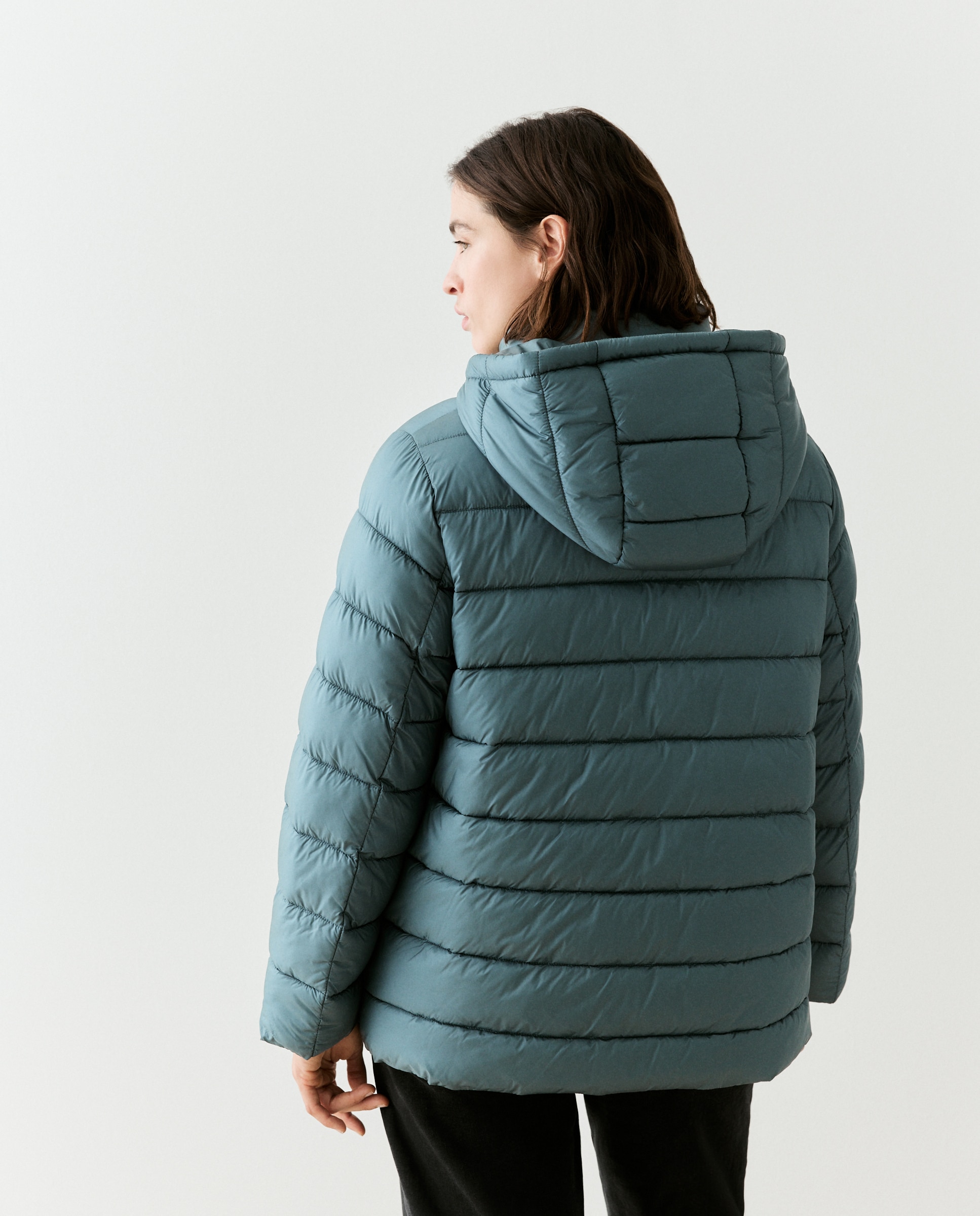 Parka curta acolchoada com capuz 820 Cinzento Médio-4