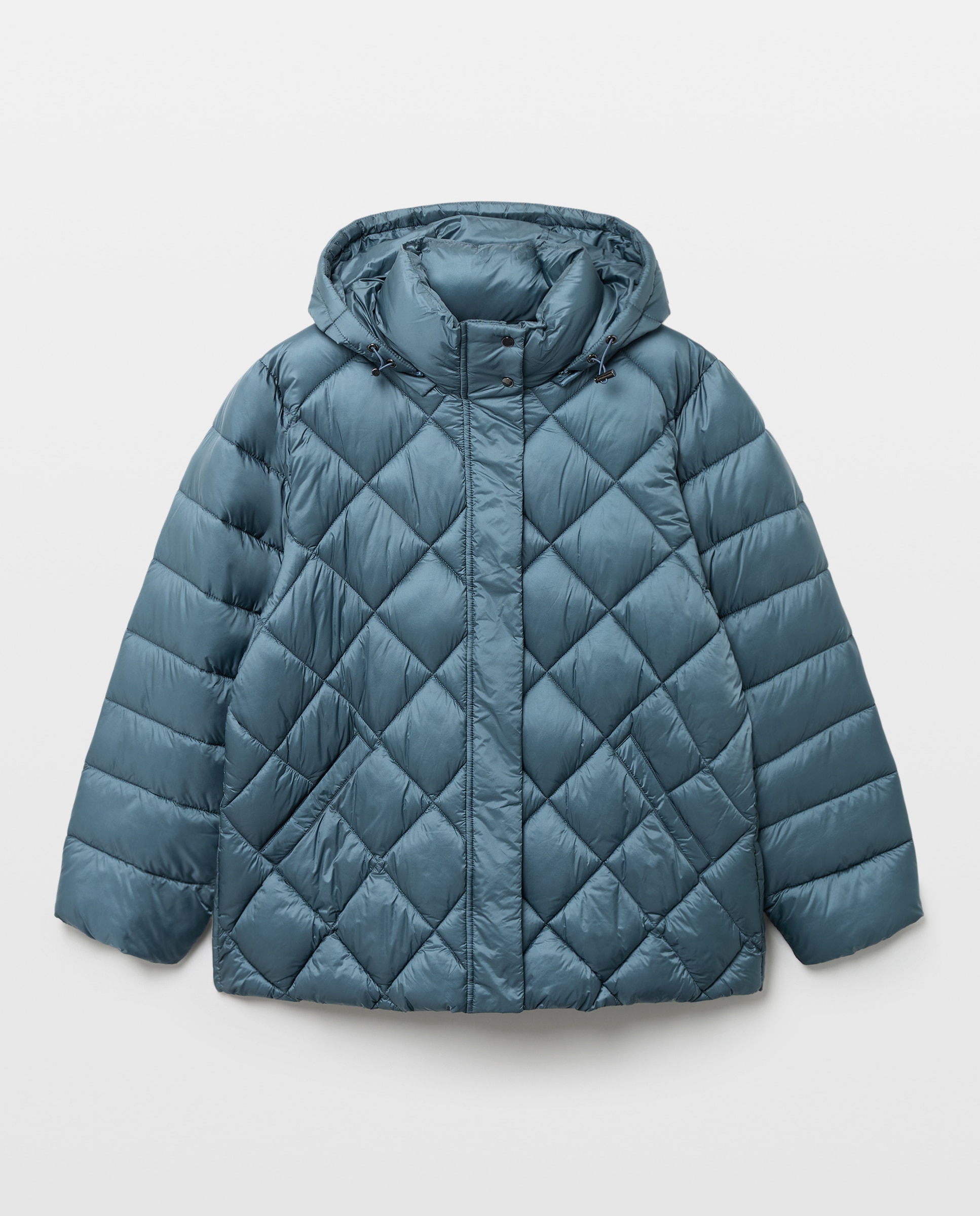 Parka curta acolchoada com capuz 820 Cinzento Médio-1