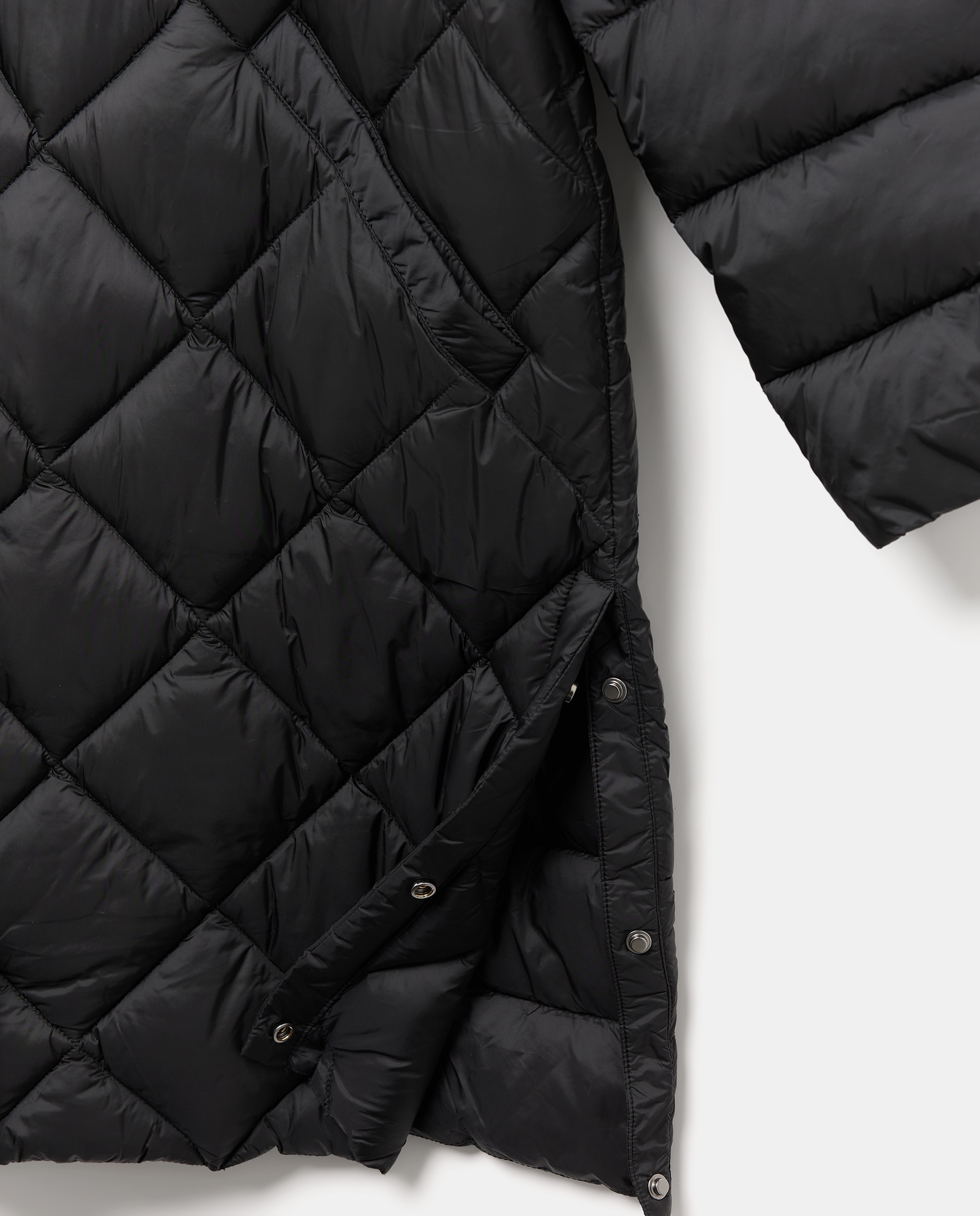 Parka Comprida Acolchoada com Capuz Preto-6