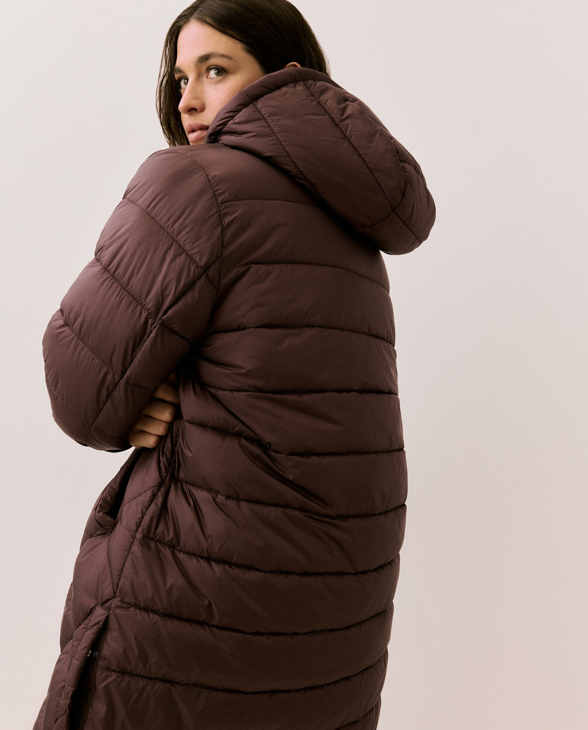 Parka Comprida Acolchoada com Capuz Bordeaux-3