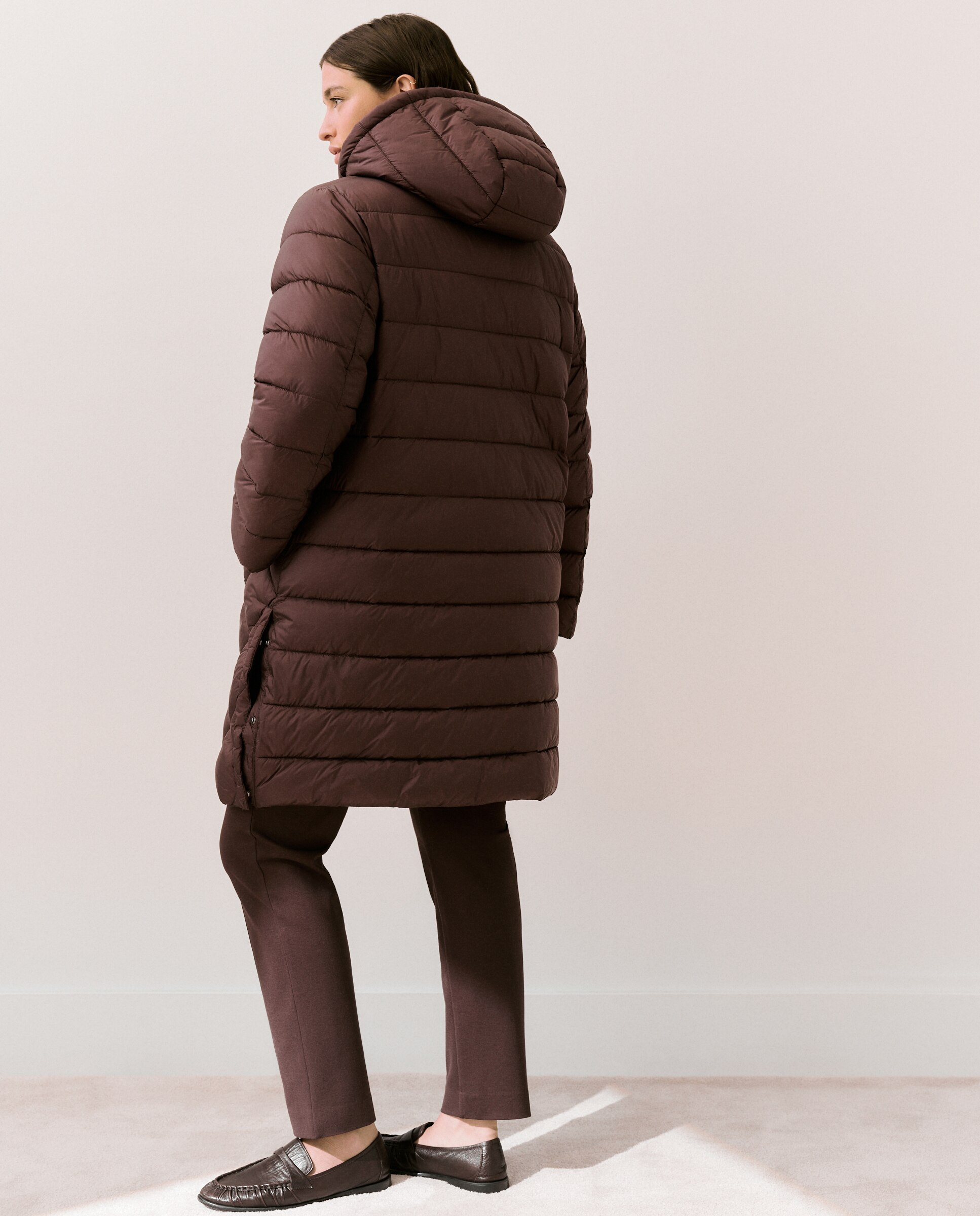 Parka Comprida Acolchoada com Capuz Bordeaux-4