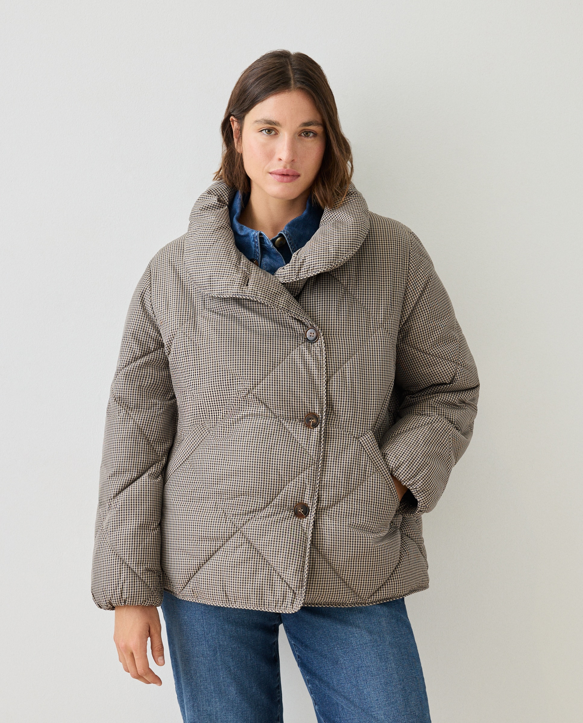 Imagen 0 de Parka de mujer acolchada print envolvente Blanco