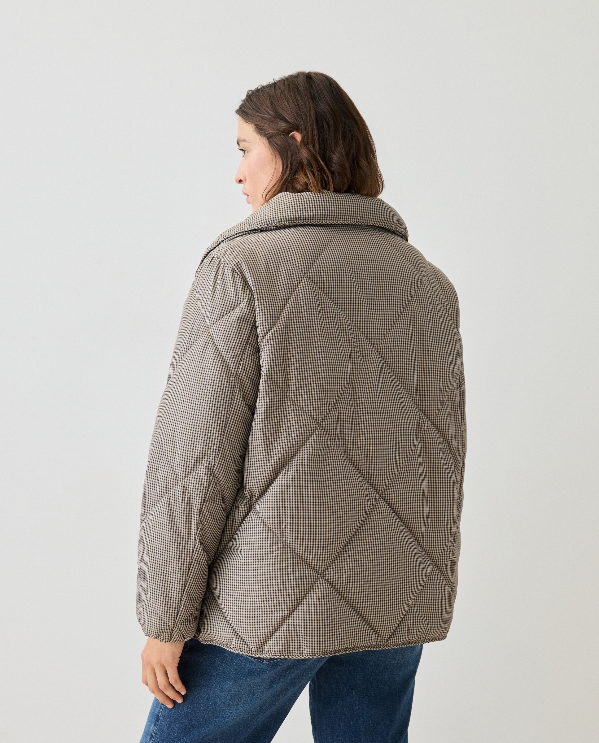 Parka de mujer acolchada print envolvente - Couchel - Blanco Blanco-3